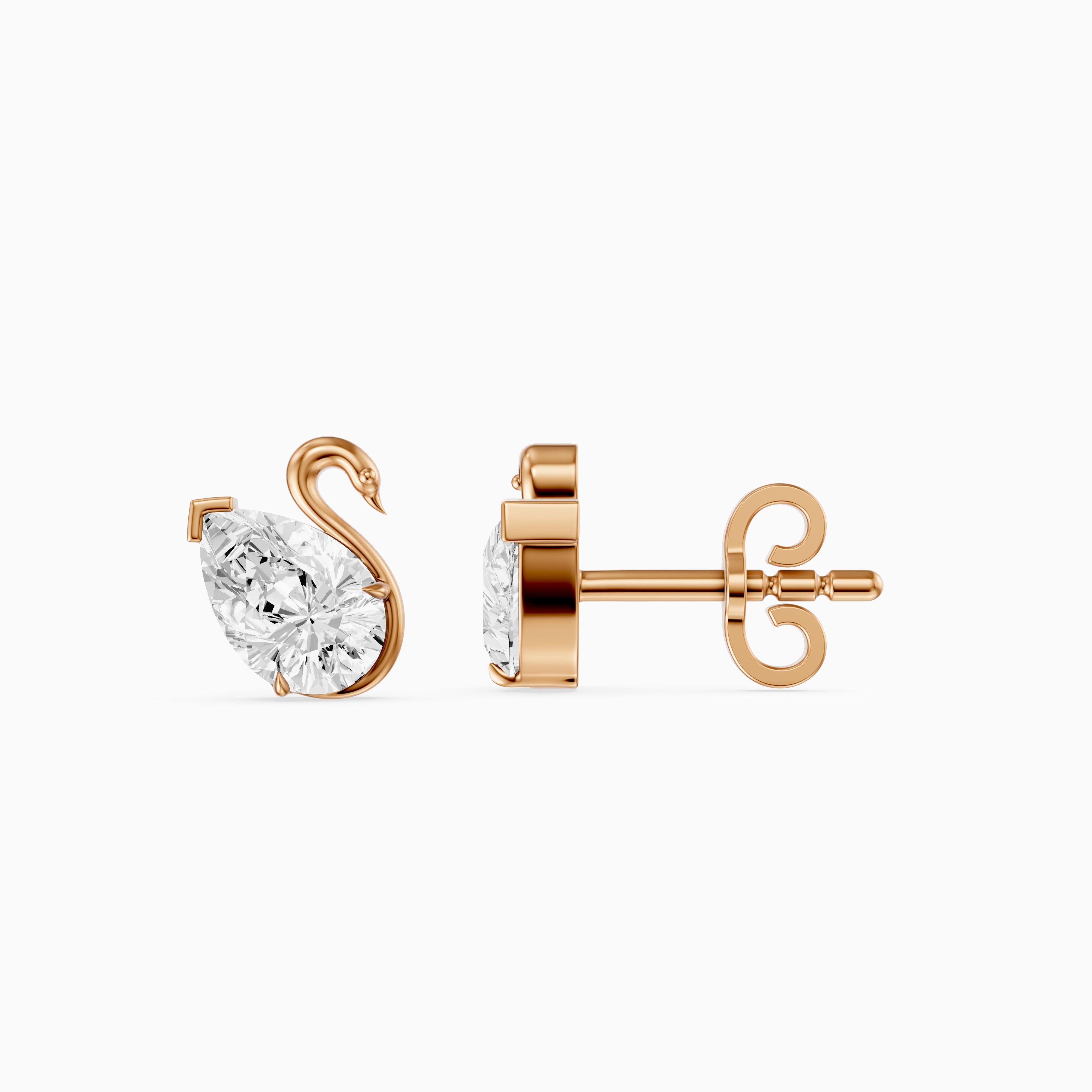 Solene Pear Cut Lab Grown Diamond Swan Stud Earrings
