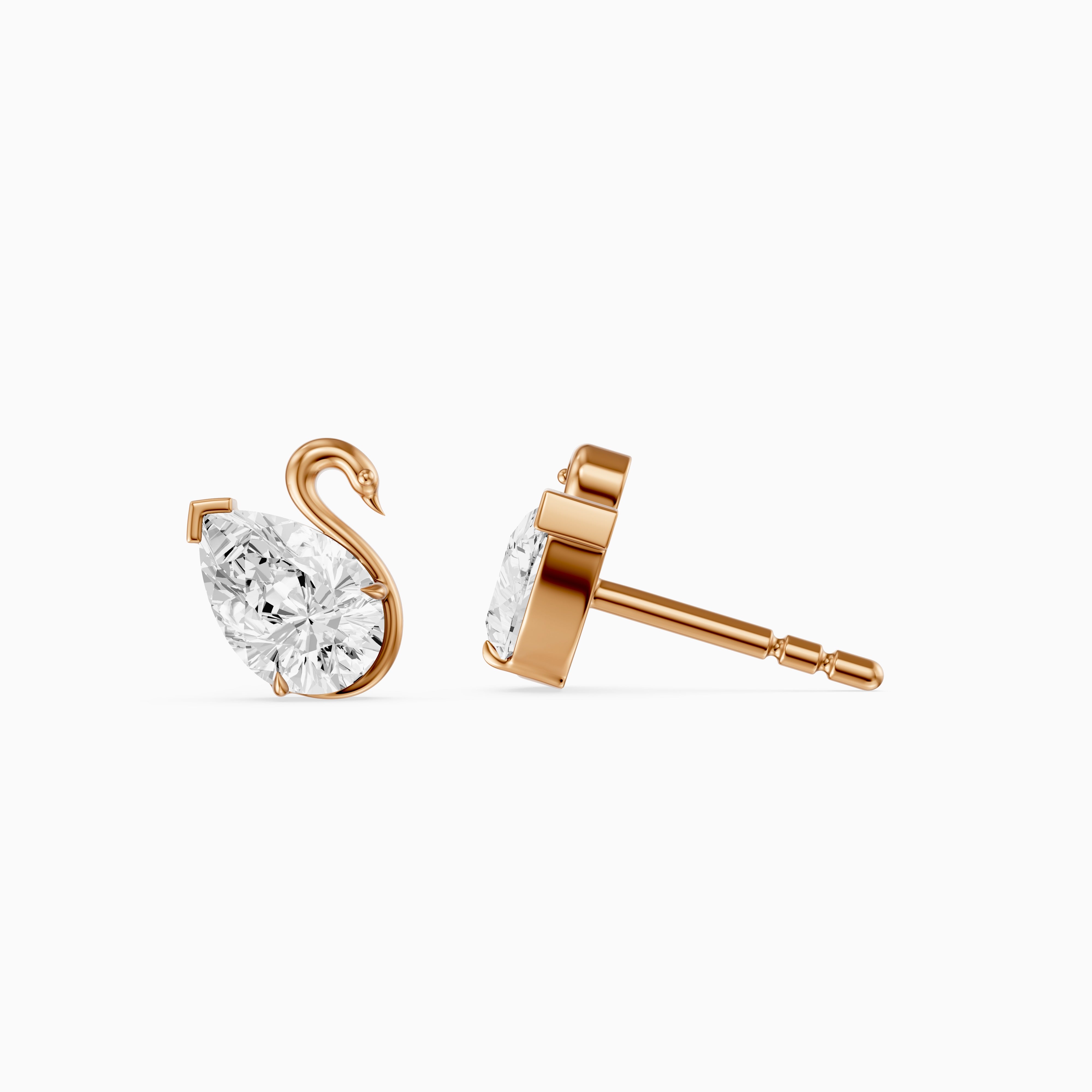 Solene Pear Cut Lab Grown Diamond Swan Stud Earrings