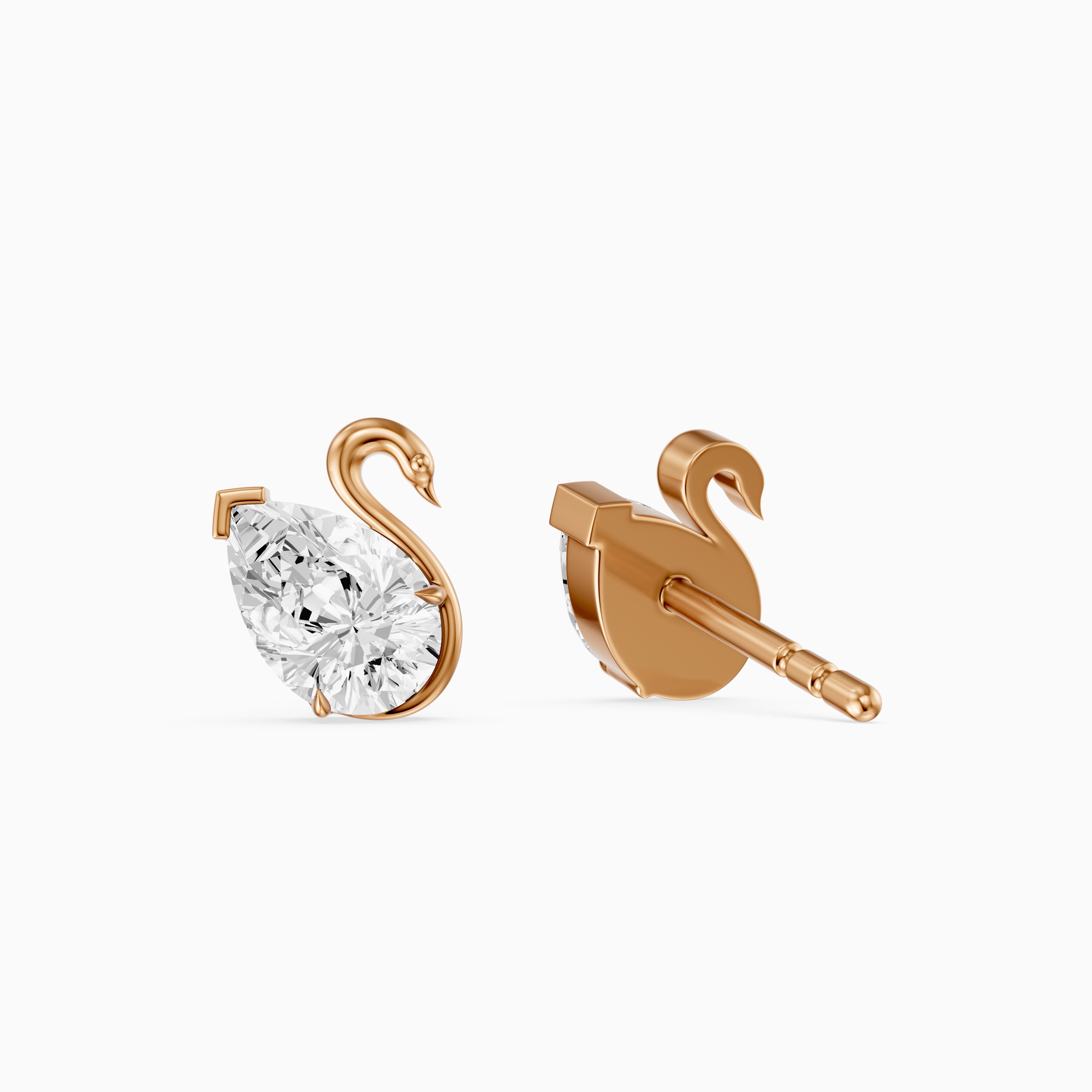 Solene Pear Cut Lab Grown Diamond Swan Stud Earrings