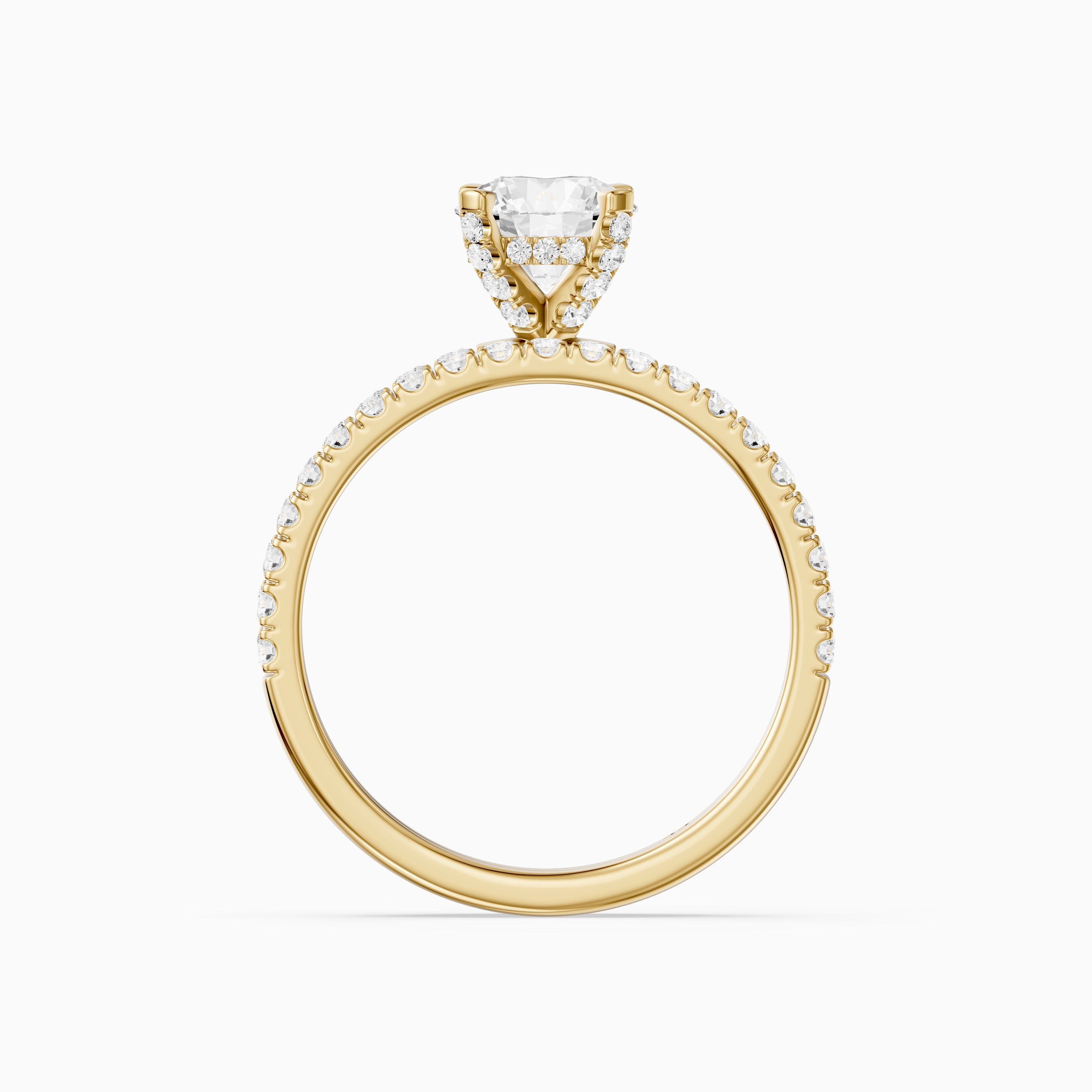 Lorena Round Cut Lab Grown Diamond Pave Bridal Set with Hidden Halo