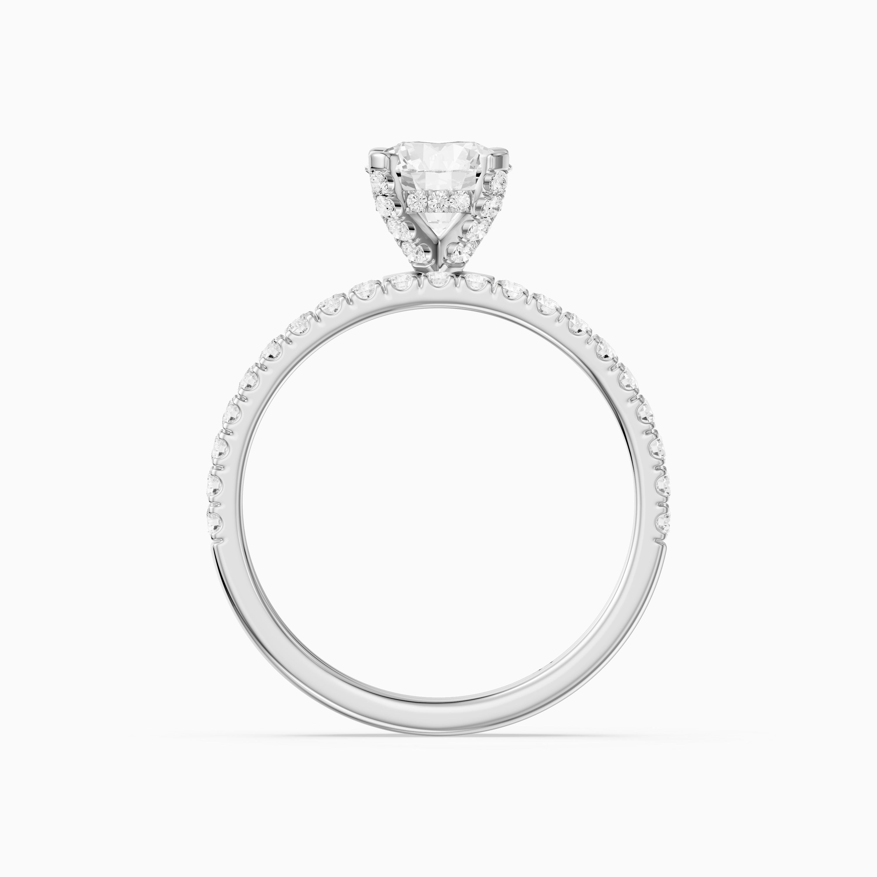 Lorena Round Cut Lab Grown Diamond Pave Bridal Set with Hidden Halo