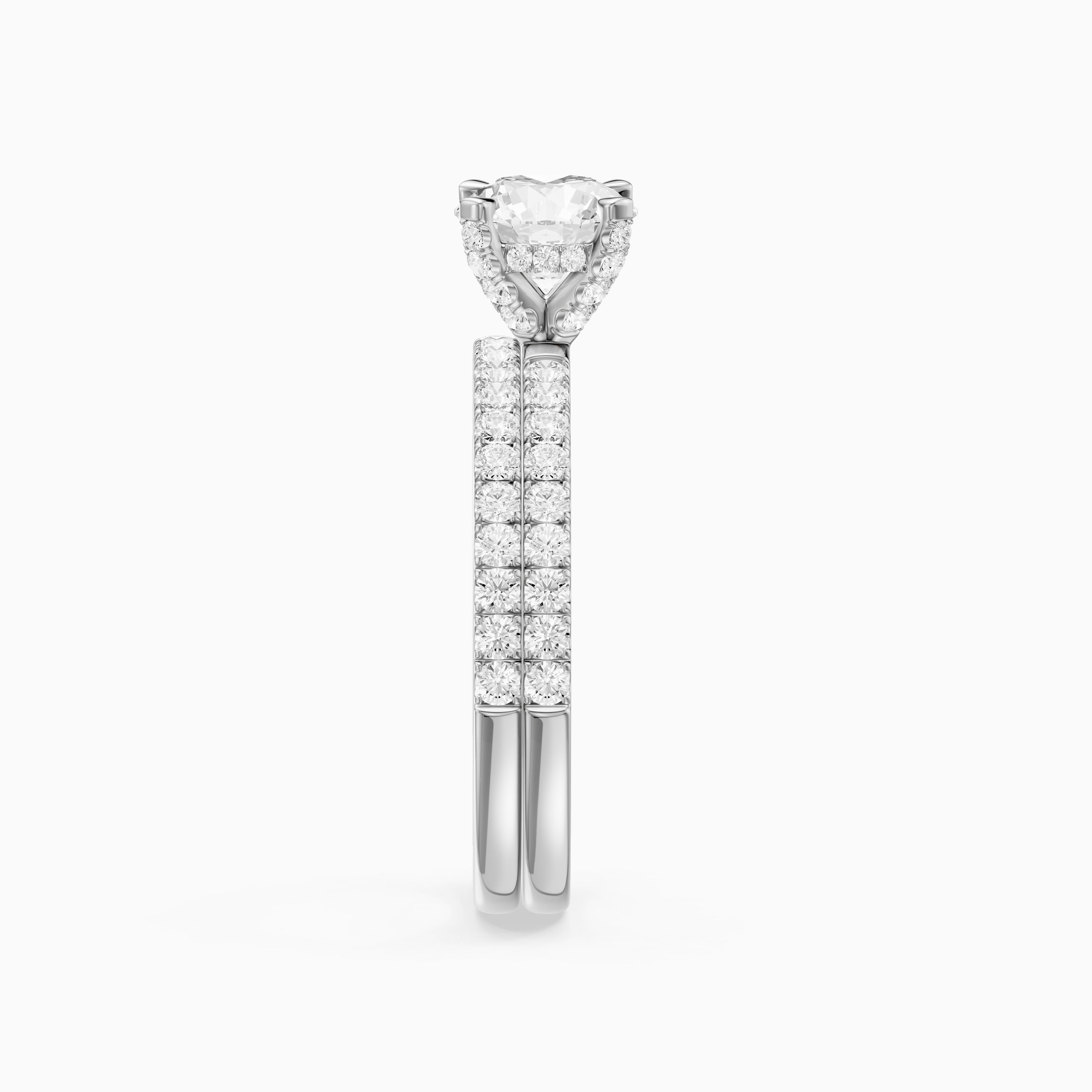 Lorena Round Cut Lab Grown Diamond Pave Bridal Set with Hidden Halo