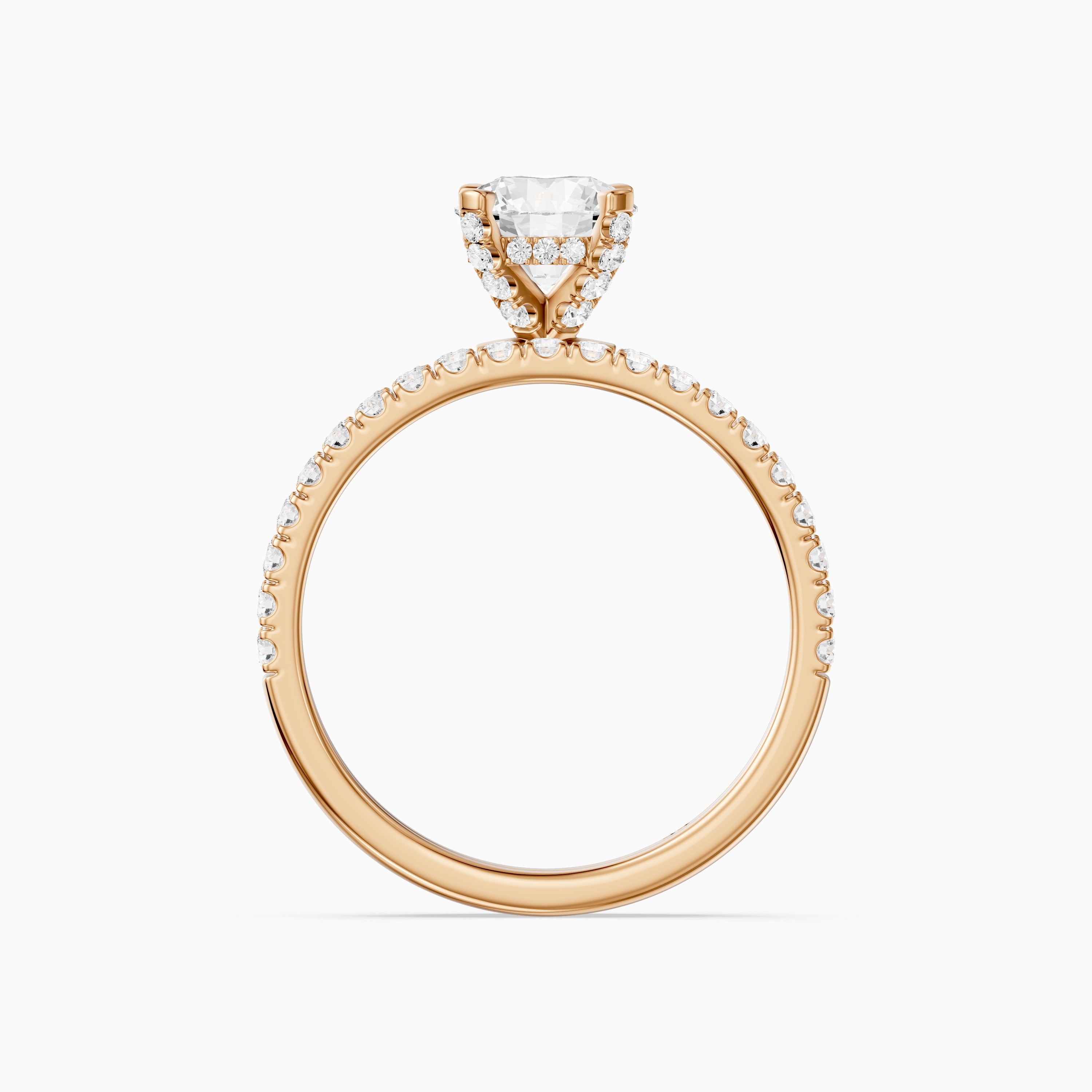 Lorena Round Cut Lab Grown Diamond Pave Bridal Set with Hidden Halo