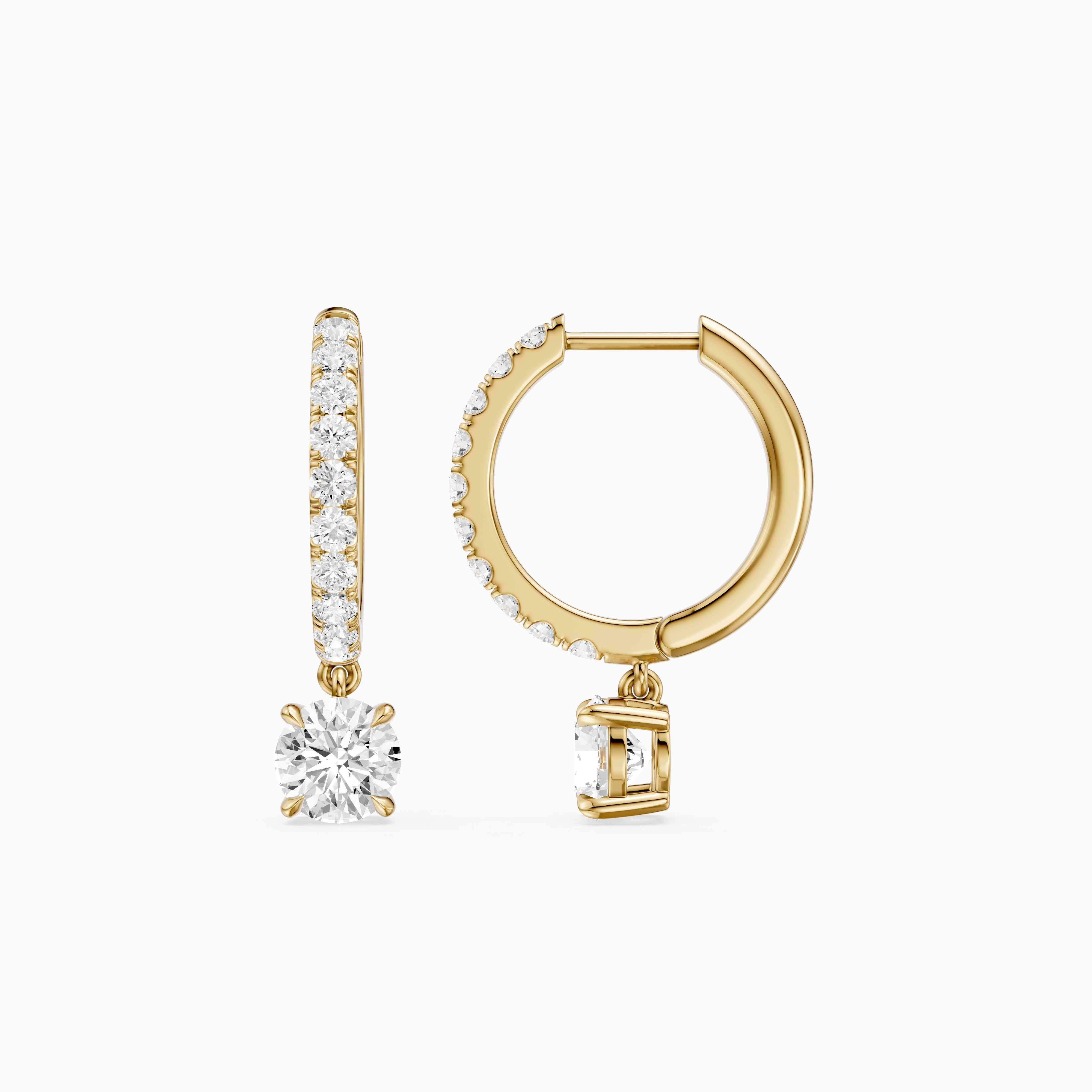 Cassidy Round Lab Grown Diamond Drop Huggie Hoop Earrings