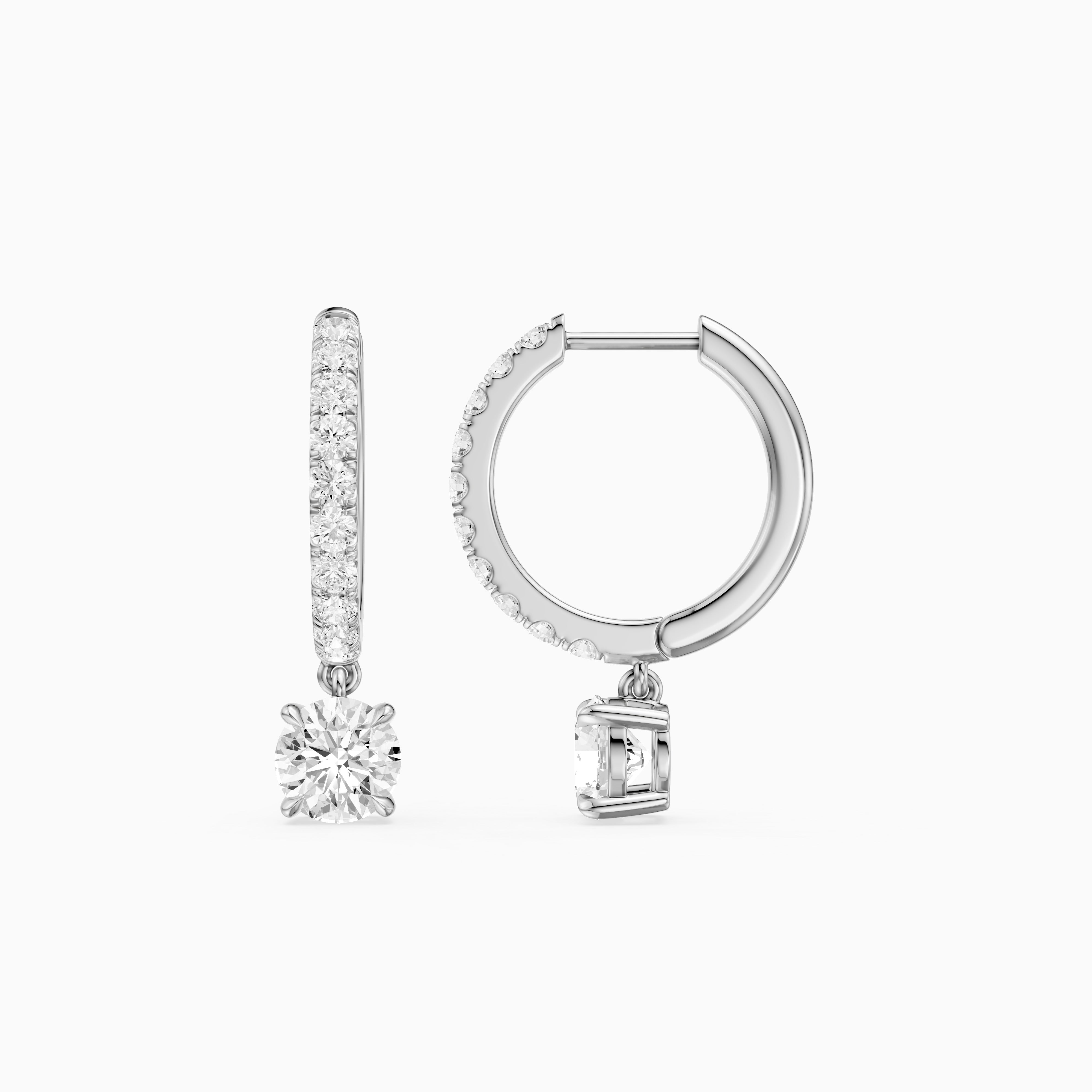 Cassidy Round Lab Grown Diamond Drop Huggie Hoop Earrings