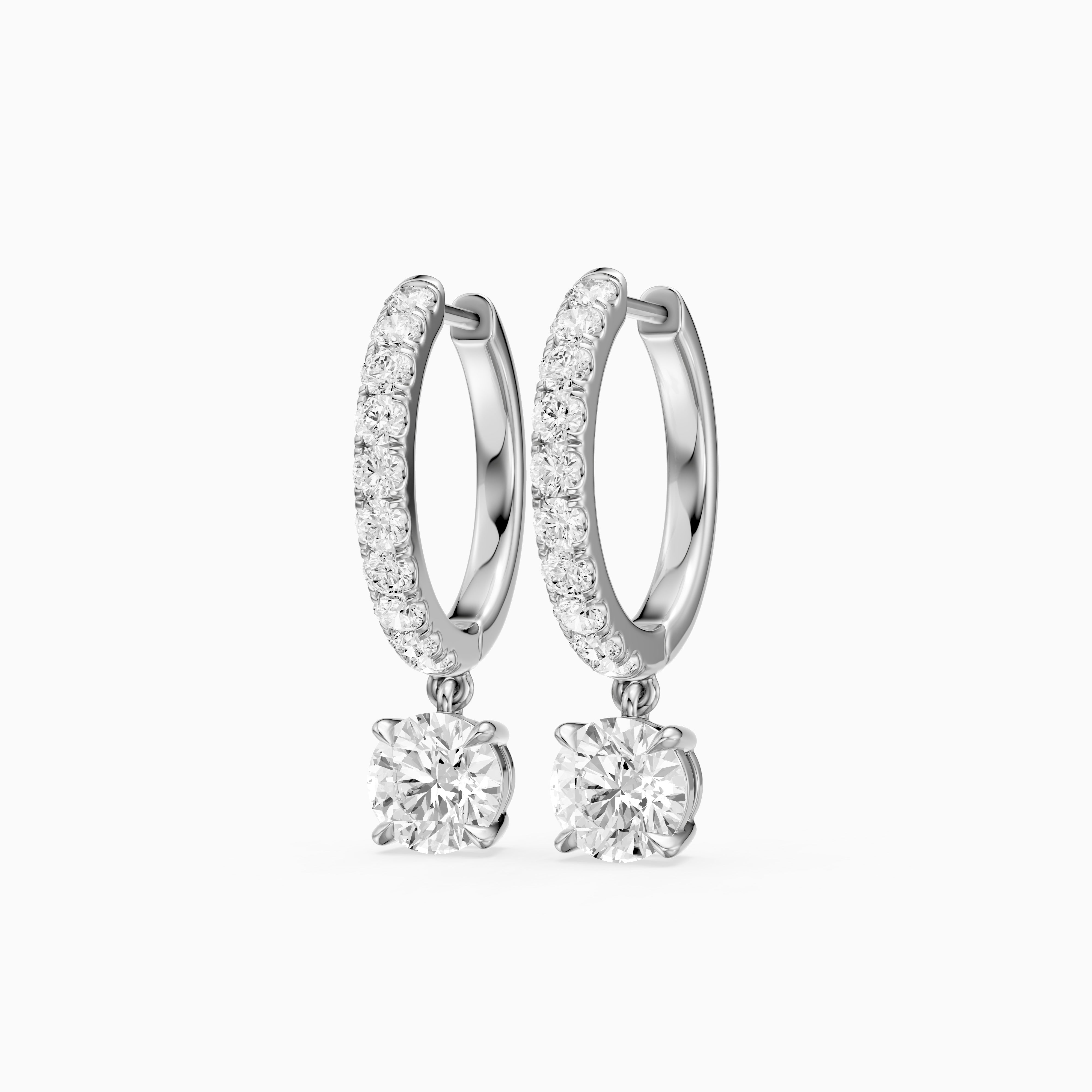 Cassidy Round Lab Grown Diamond Drop Huggie Hoop Earrings