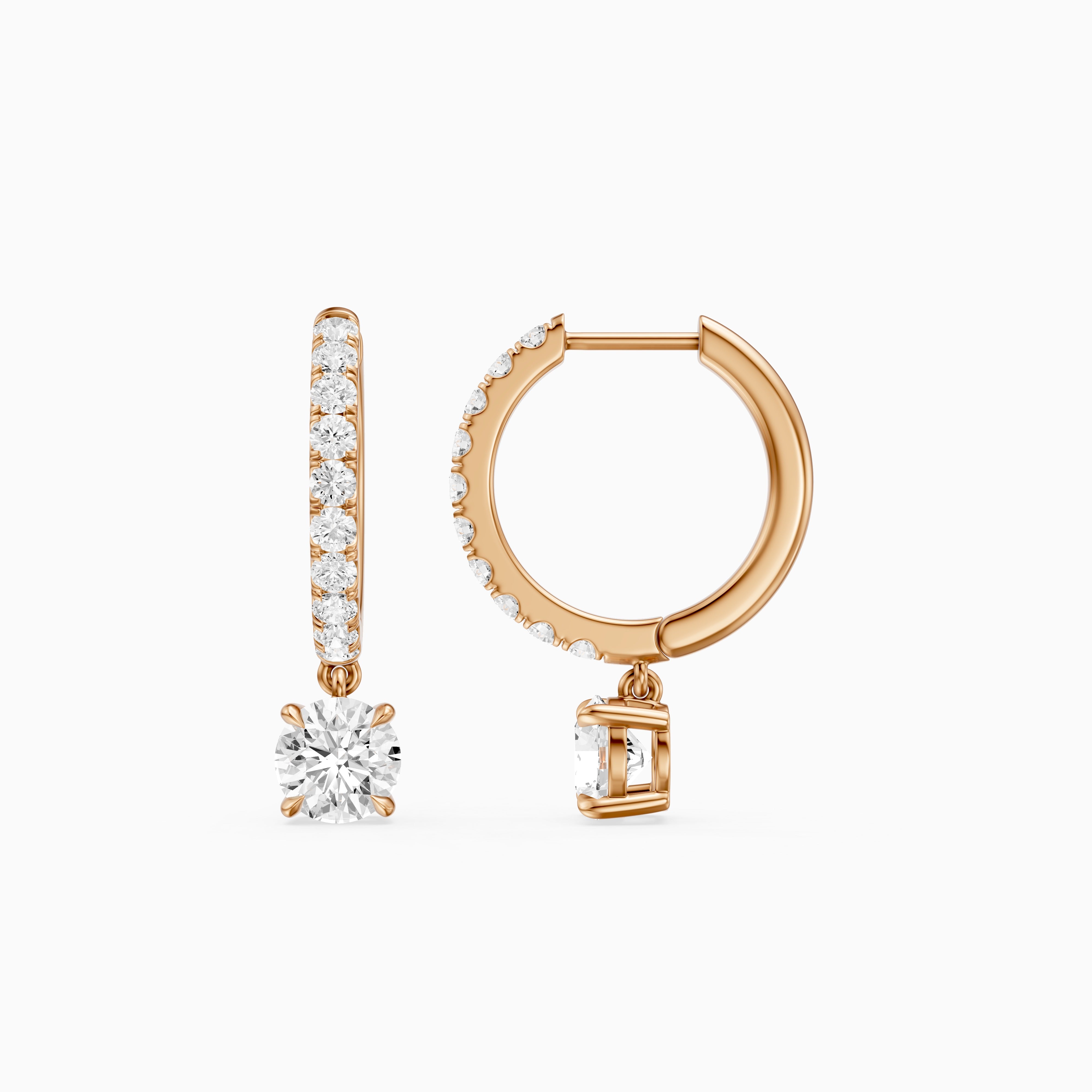 Cassidy Round Lab Grown Diamond Drop Huggie Hoop Earrings