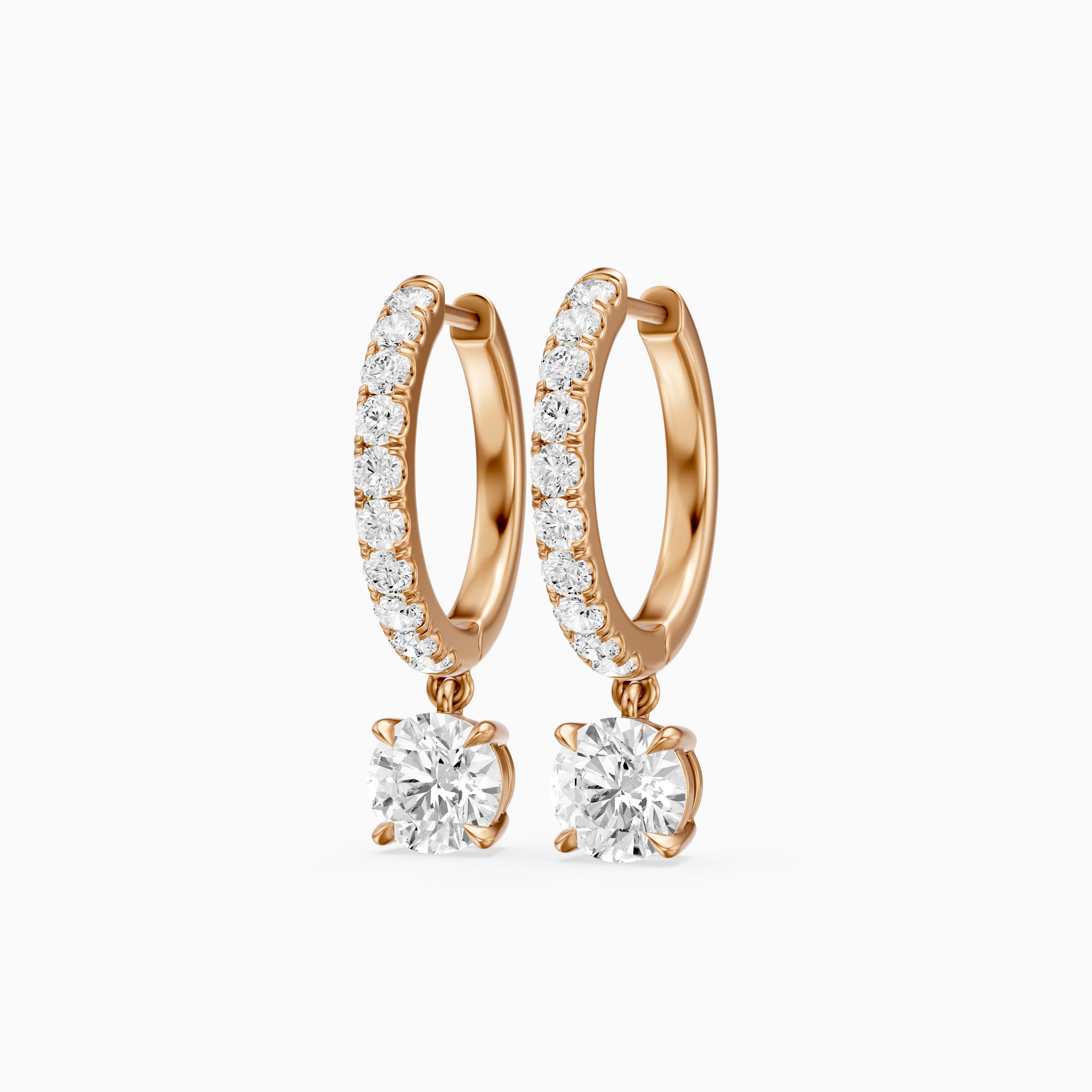 Cassidy Round Lab Grown Diamond Drop Huggie Hoop Earrings