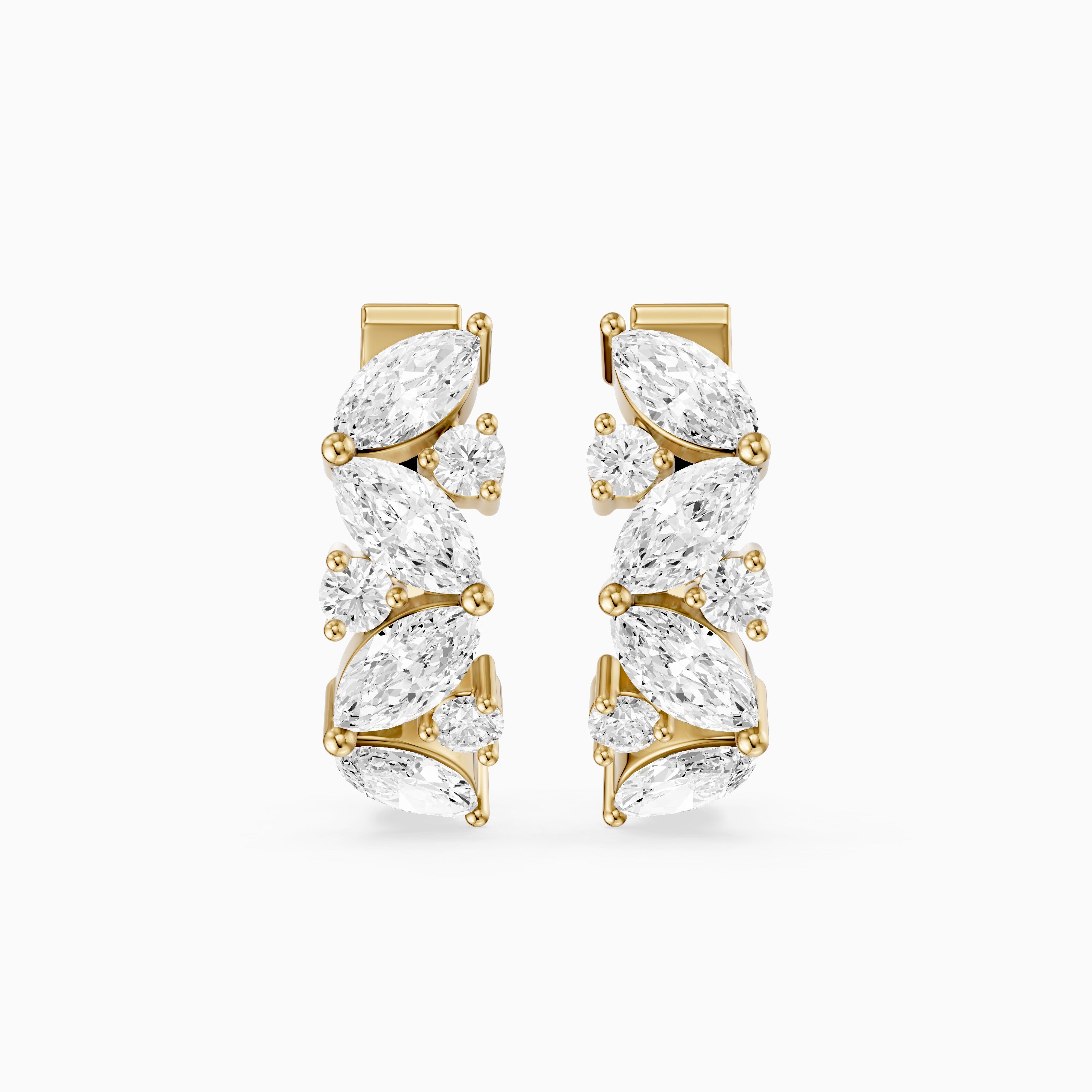 Tatiana Marquise and Round Cut Lab Grown Diamond Petite Hoop Earrings