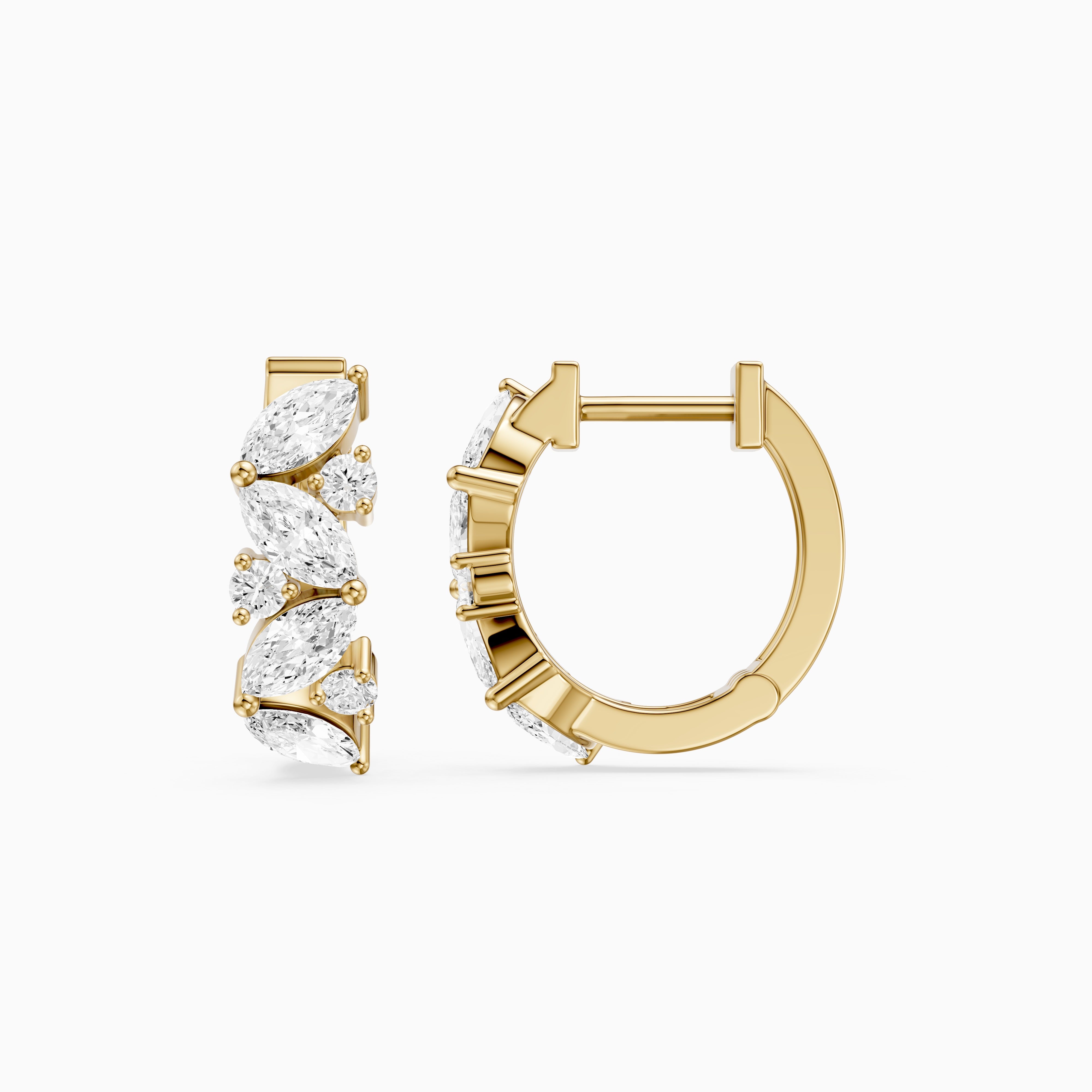 Tatiana Marquise and Round Cut Lab Grown Diamond Petite Hoop Earrings