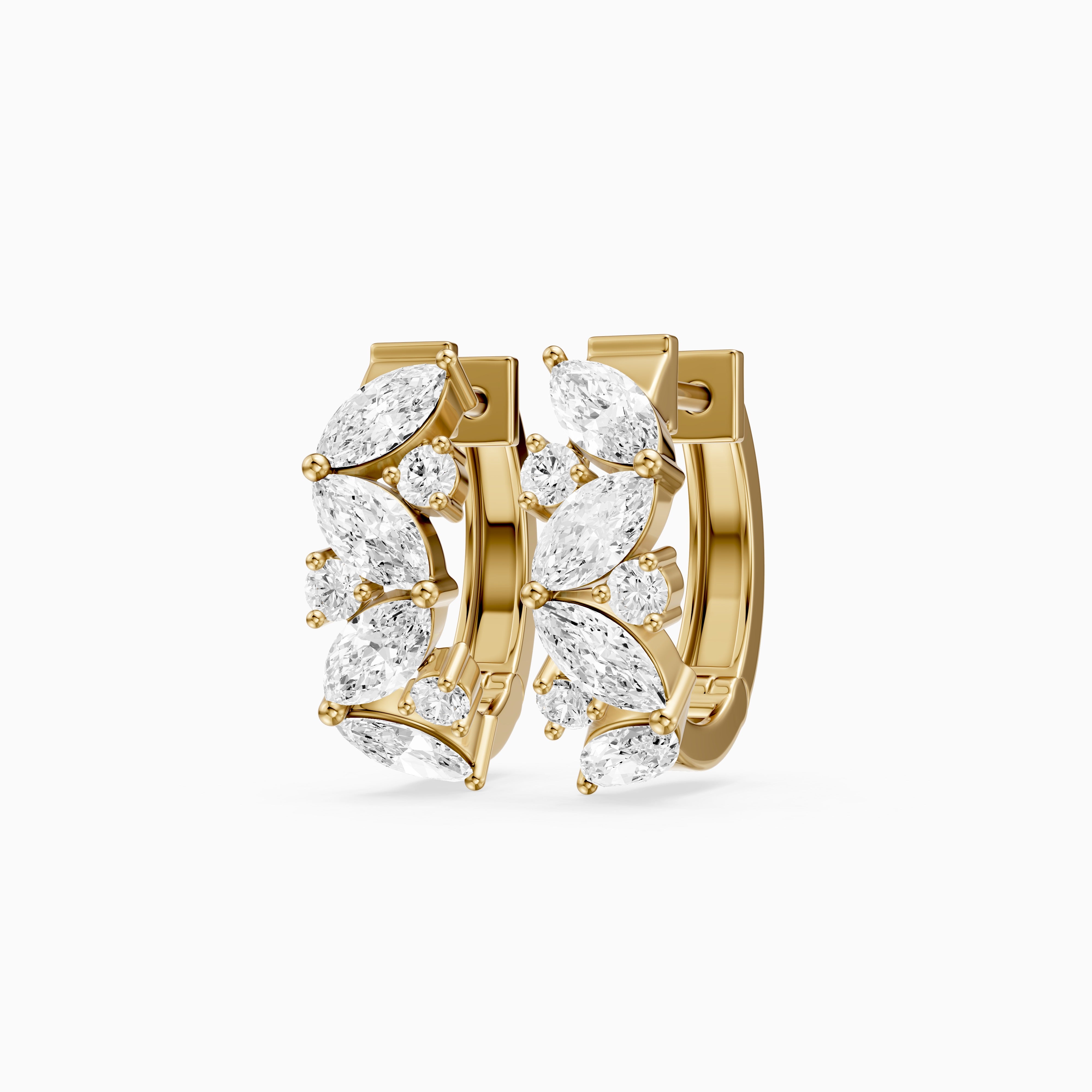 Tatiana Marquise and Round Cut Lab Grown Diamond Petite Hoop Earrings