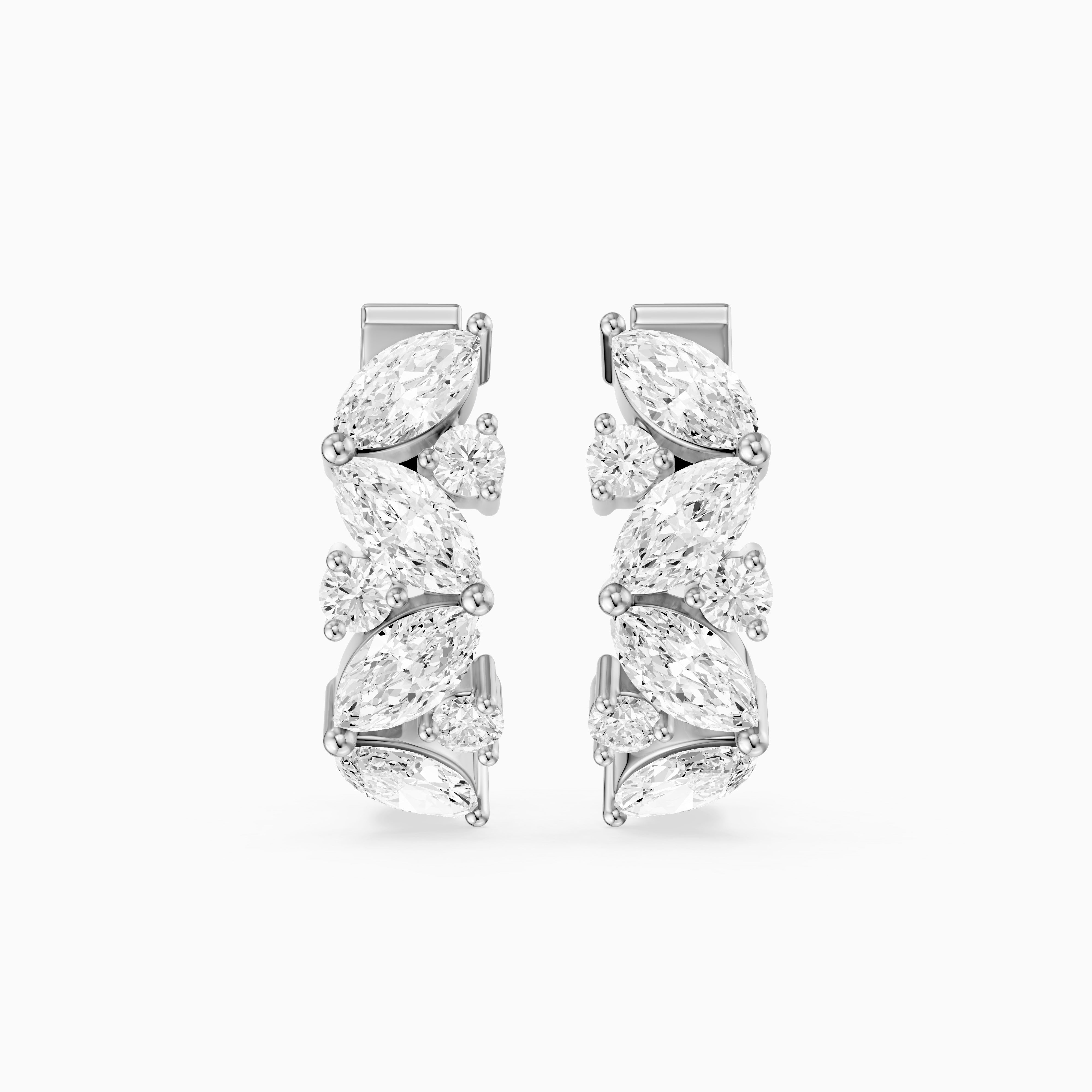 Tatiana Marquise and Round Cut Lab Grown Diamond Petite Hoop Earrings