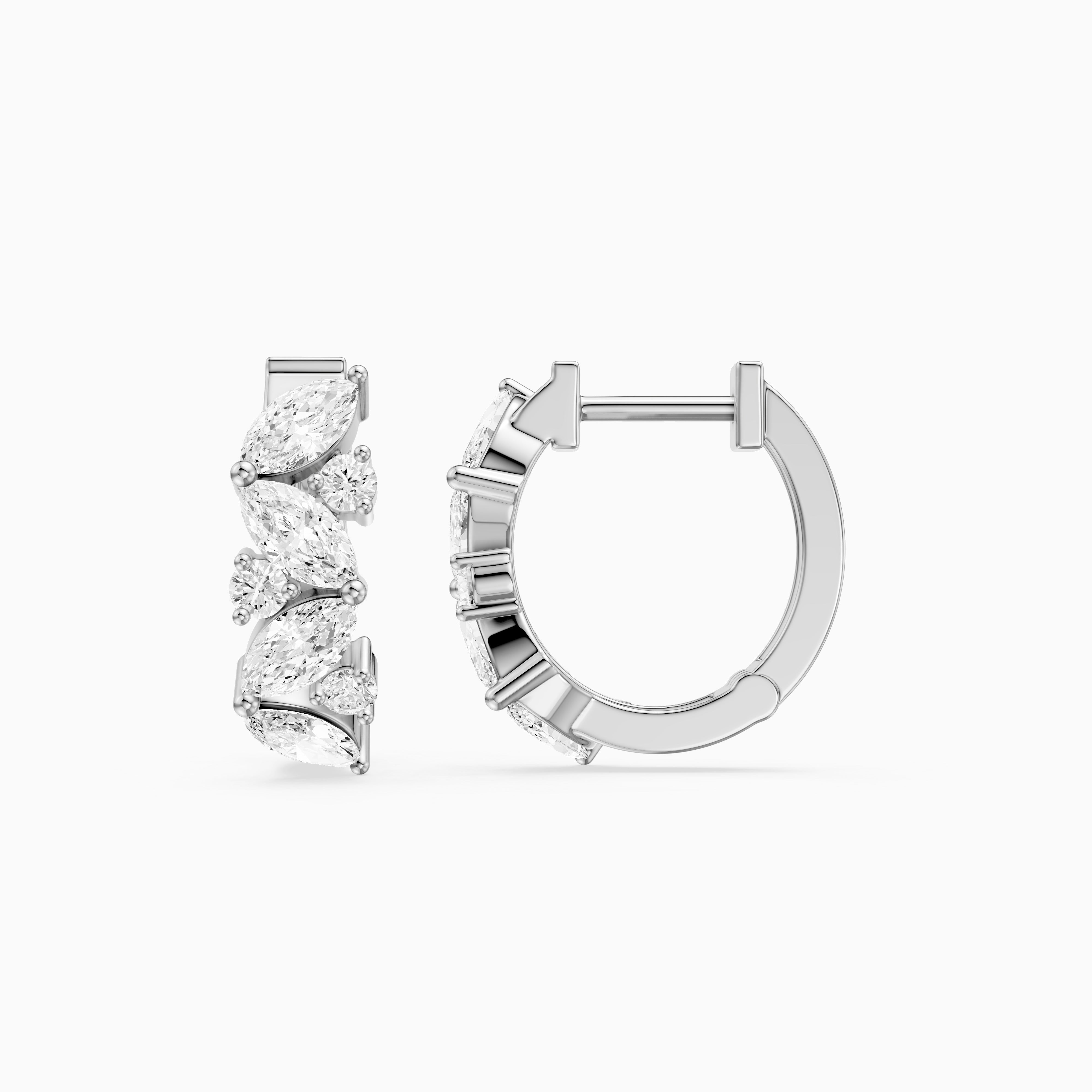 Tatiana Marquise and Round Cut Lab Grown Diamond Petite Hoop Earrings