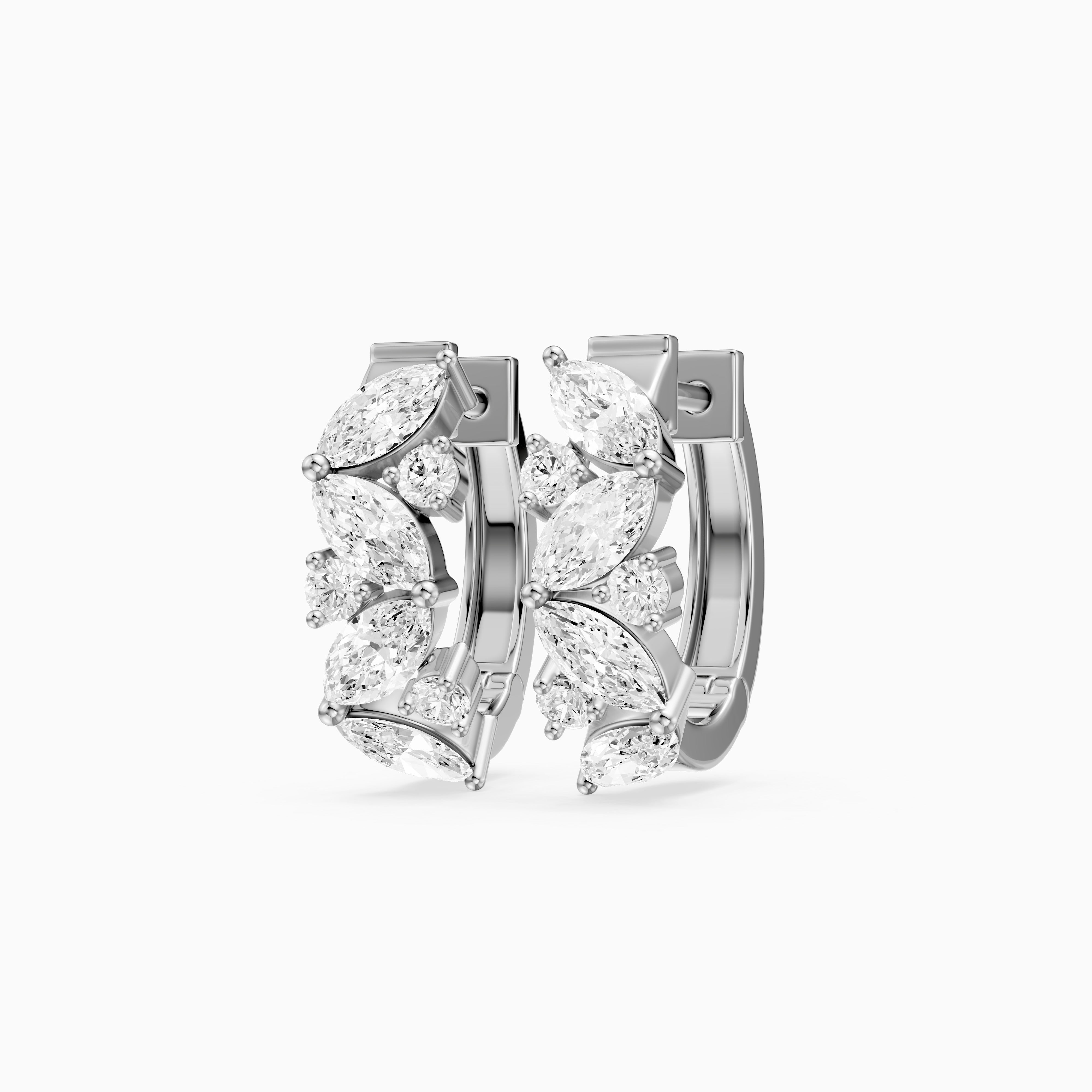 Tatiana Marquise and Round Cut Lab Grown Diamond Petite Hoop Earrings