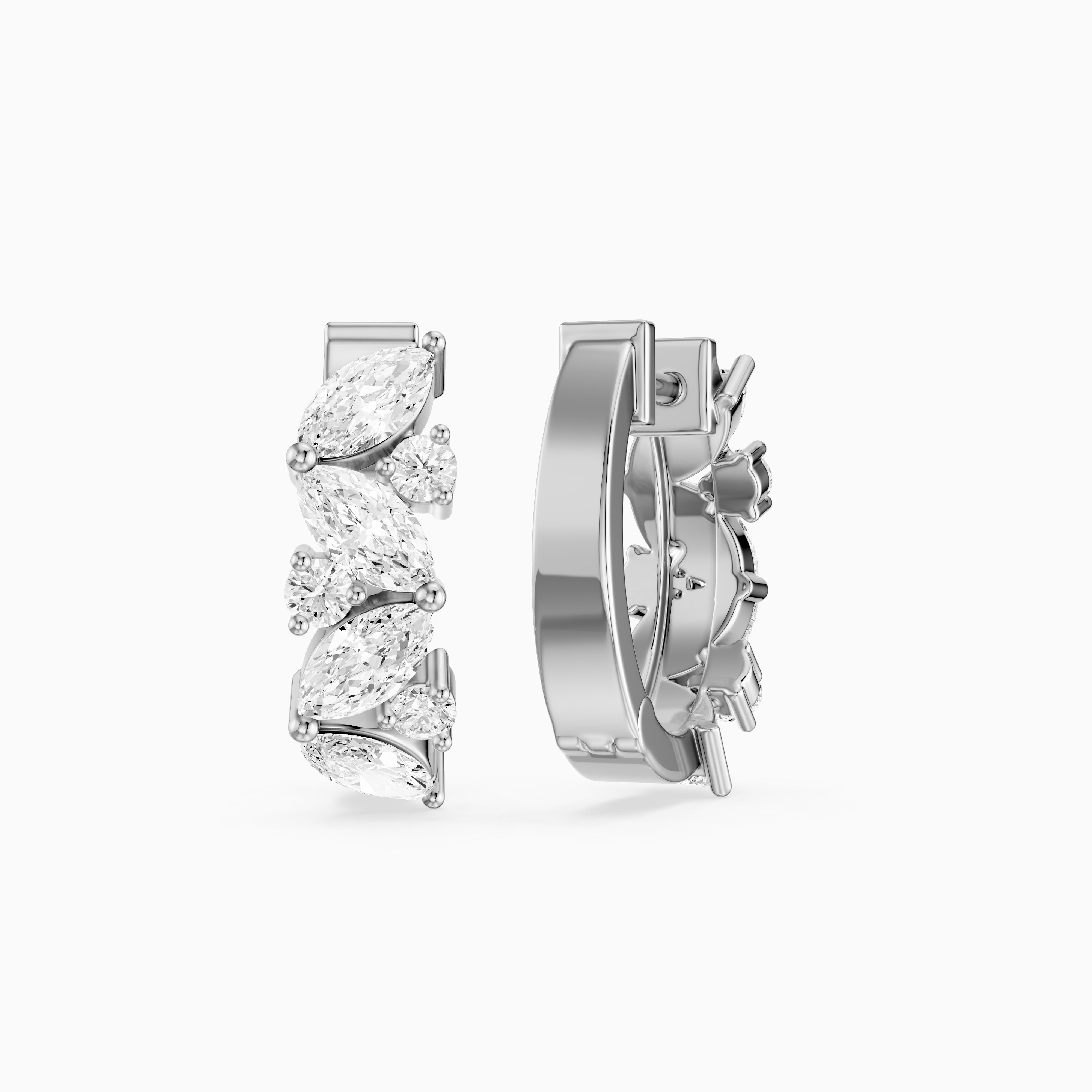 Tatiana Marquise and Round Cut Lab Grown Diamond Petite Hoop Earrings