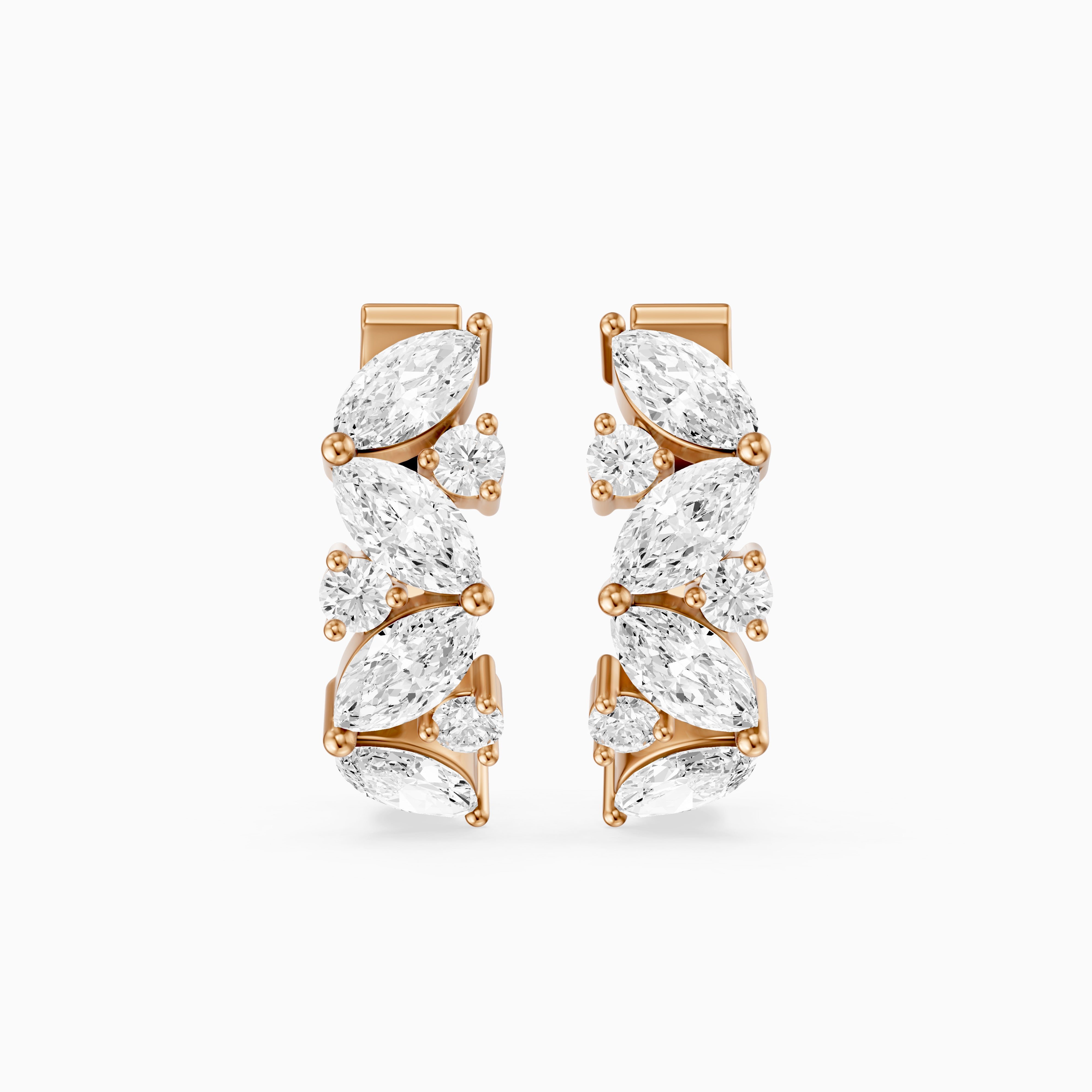 Tatiana Marquise and Round Cut Lab Grown Diamond Petite Hoop Earrings