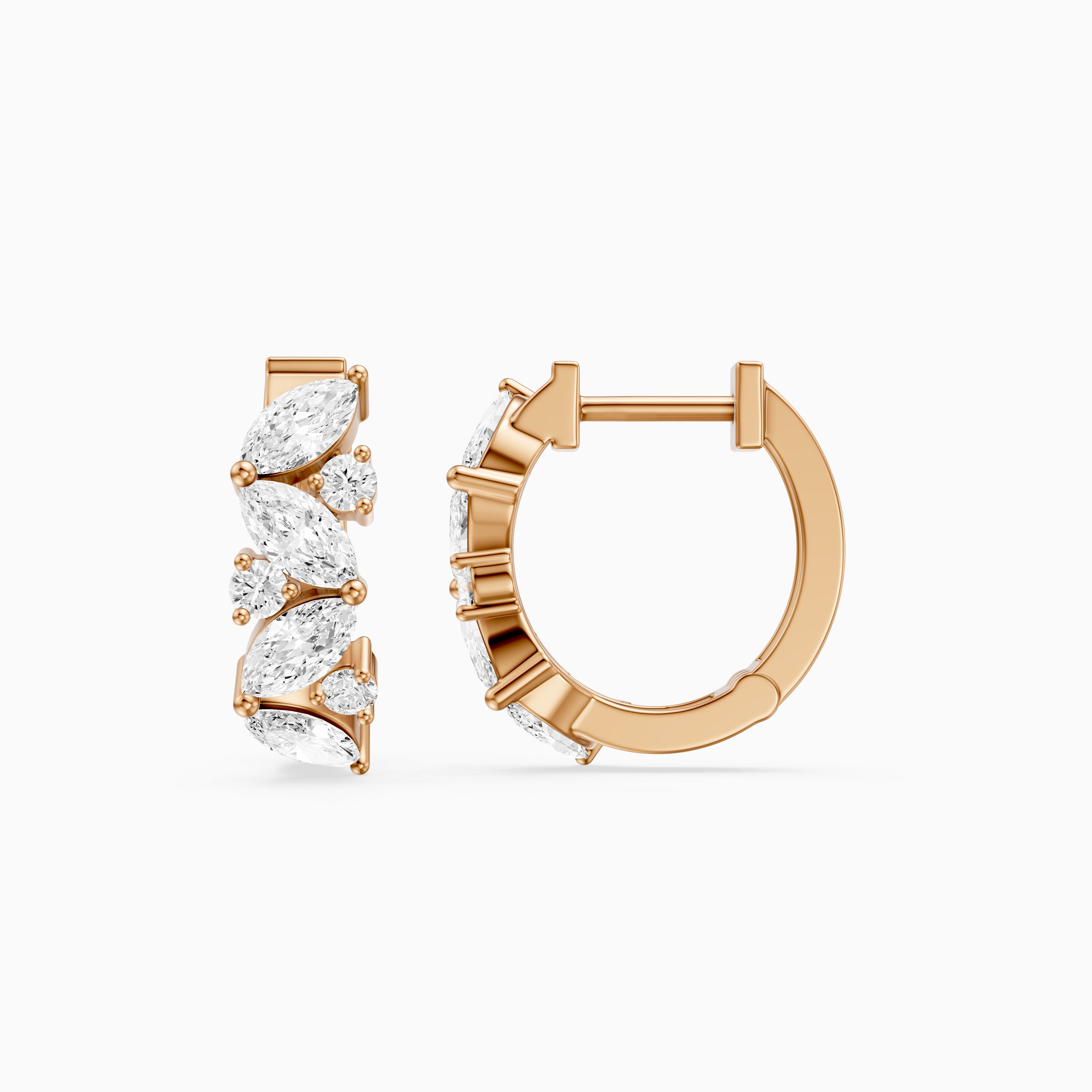Tatiana Marquise and Round Cut Lab Grown Diamond Petite Hoop Earrings