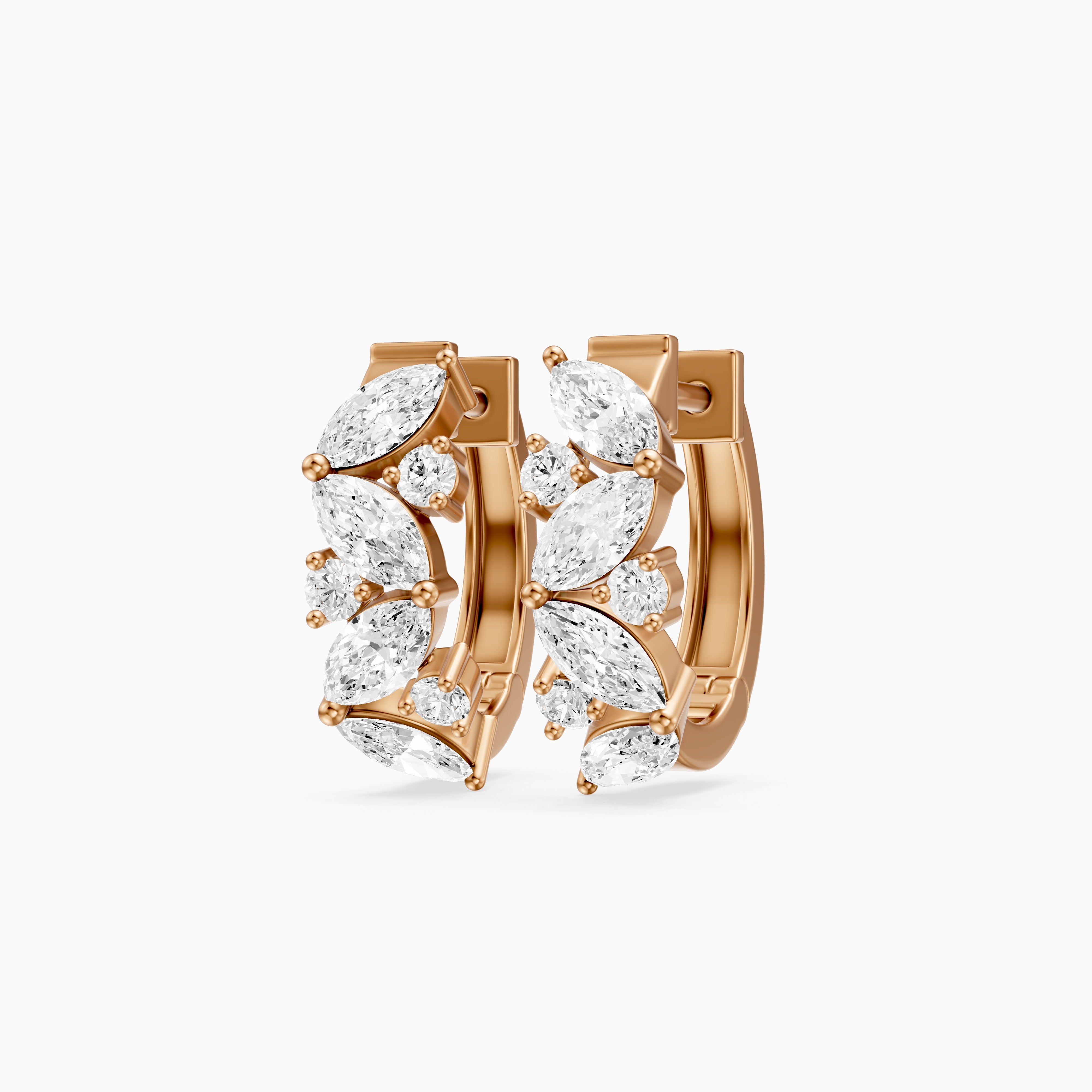 Tatiana Marquise and Round Cut Lab Grown Diamond Petite Hoop Earrings