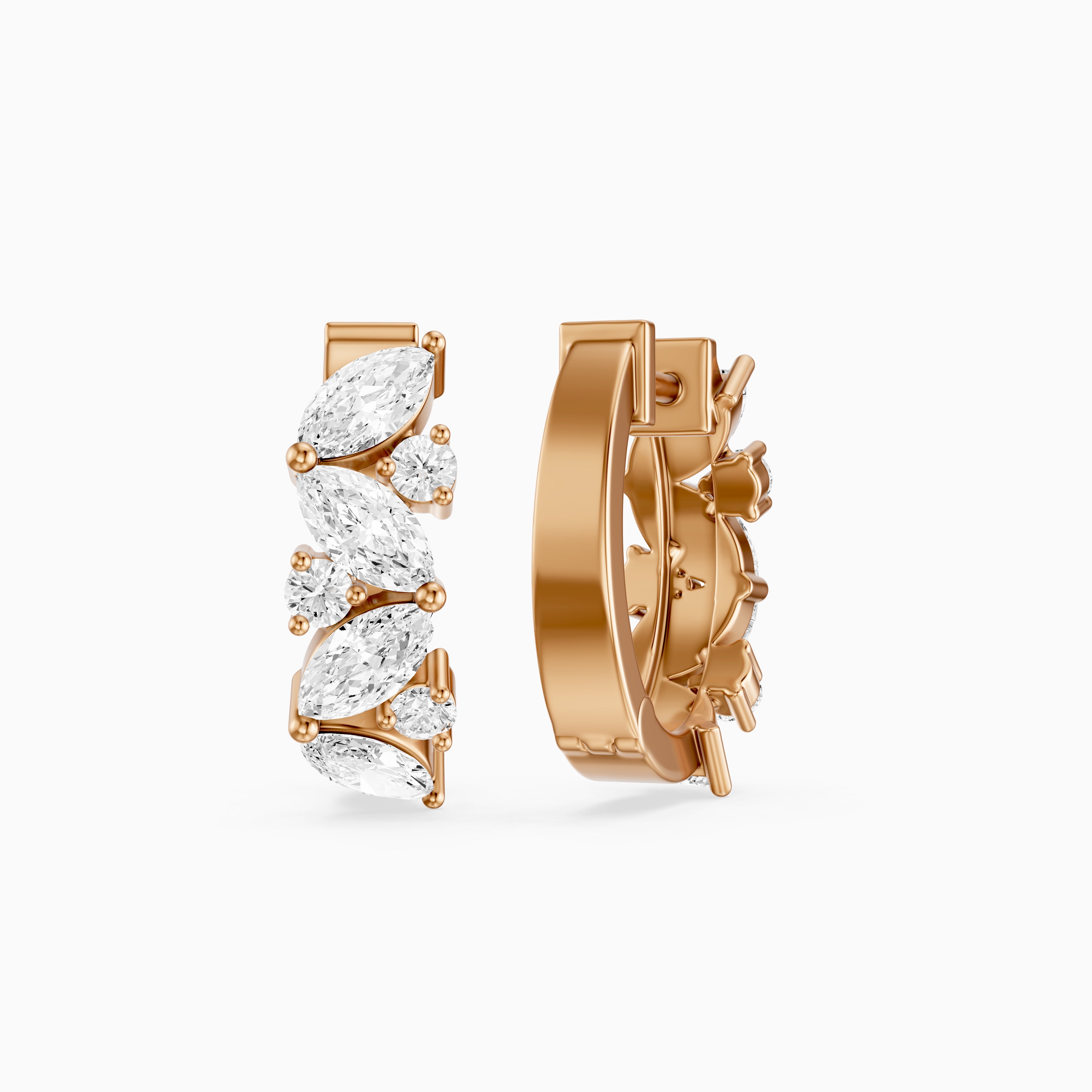 Tatiana Marquise and Round Cut Lab Grown Diamond Petite Hoop Earrings