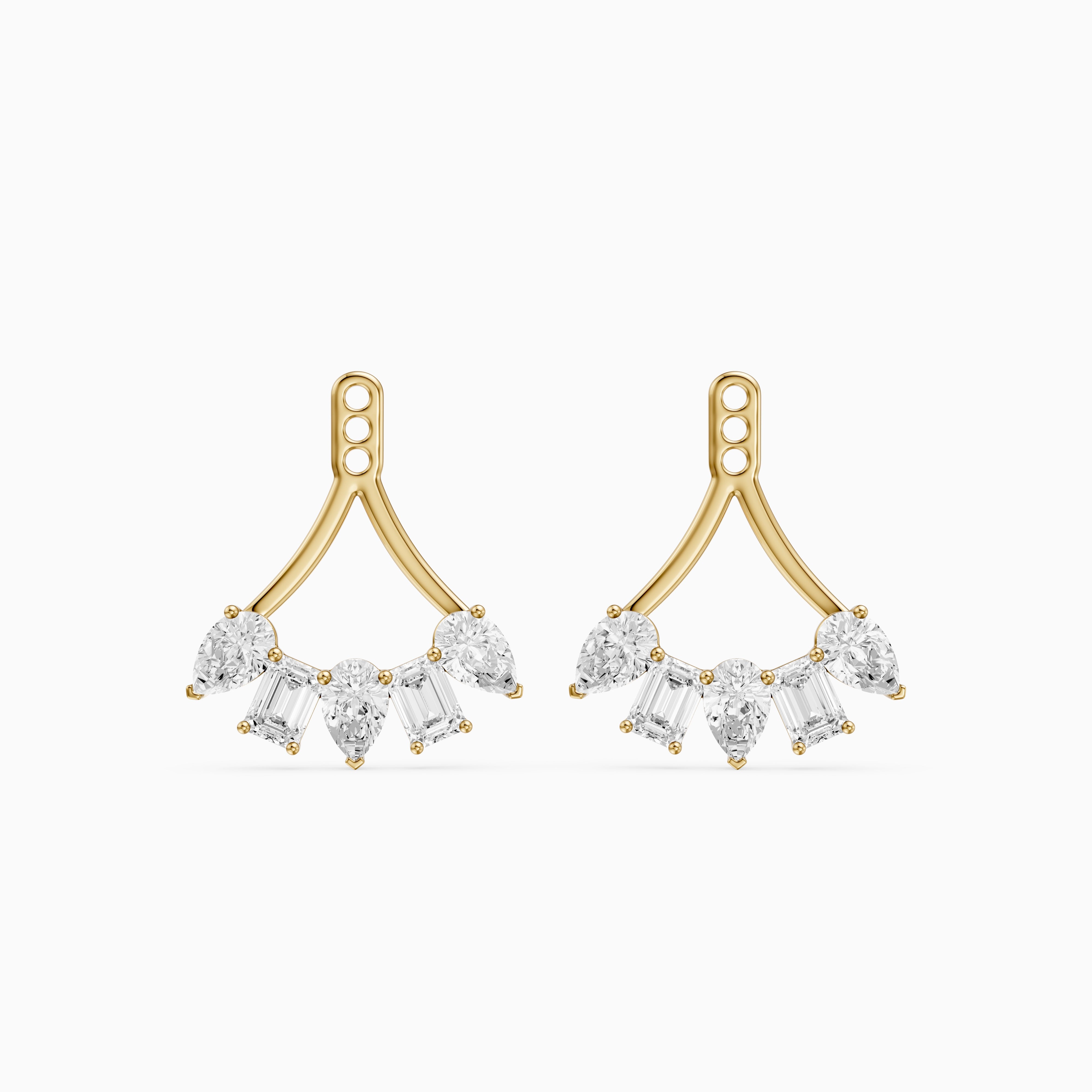 Collins Pear and Emerald Cut Lab Diamond Ear Jacket Cuff Earrings