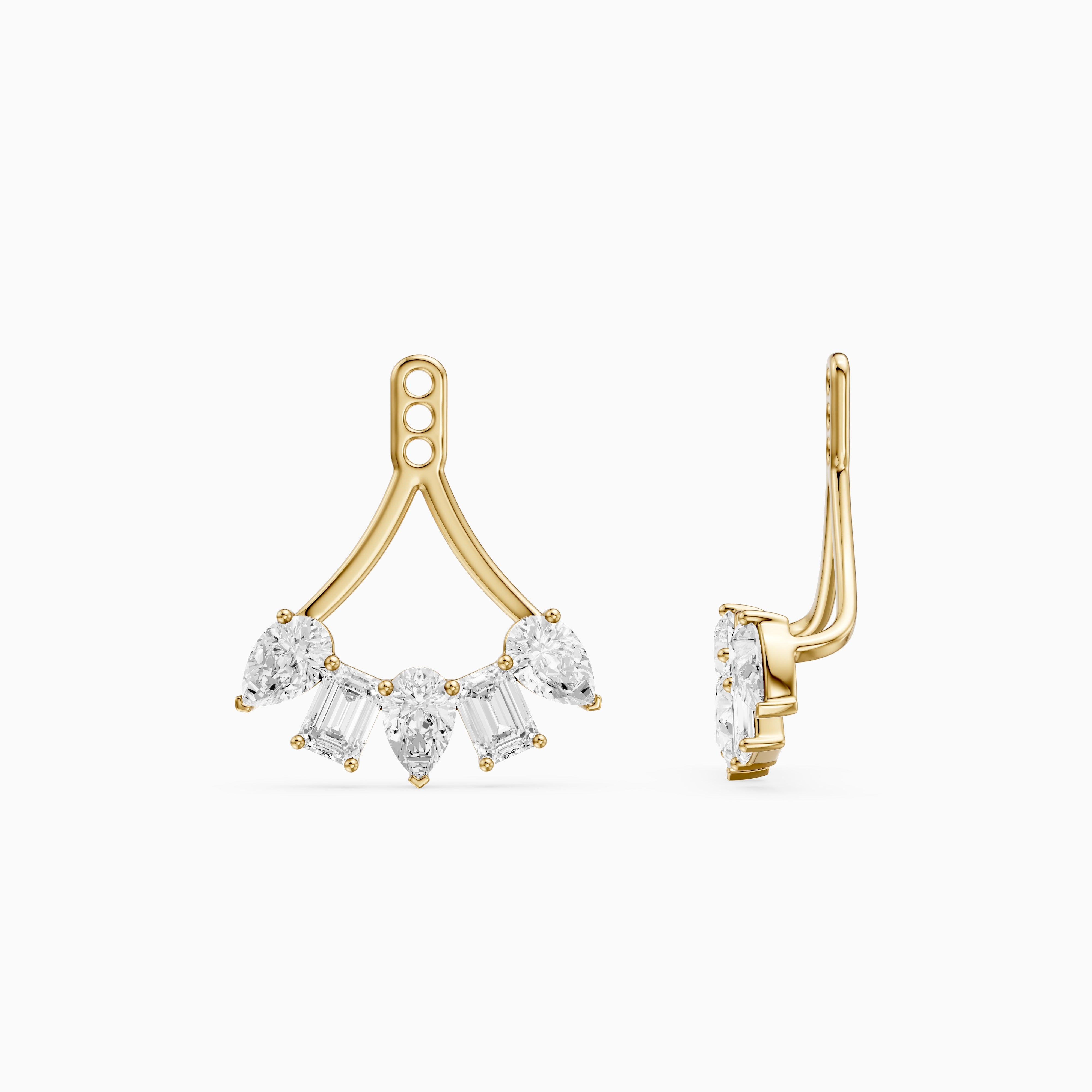 Collins Pear and Emerald Cut Lab Diamond Ear Jacket Cuff Earrings