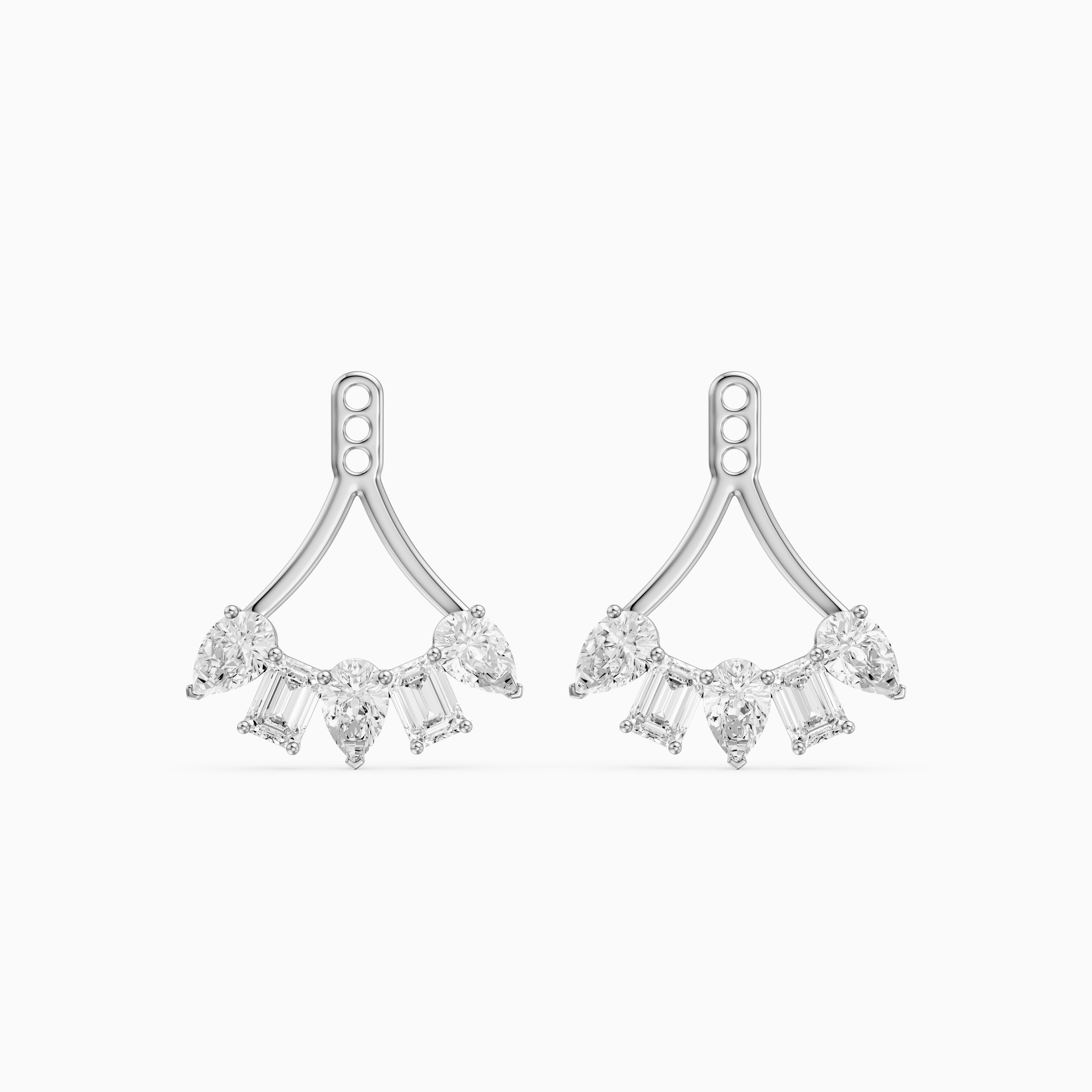 Collins Pear and Emerald Cut Lab Diamond Ear Jacket Cuff Earrings