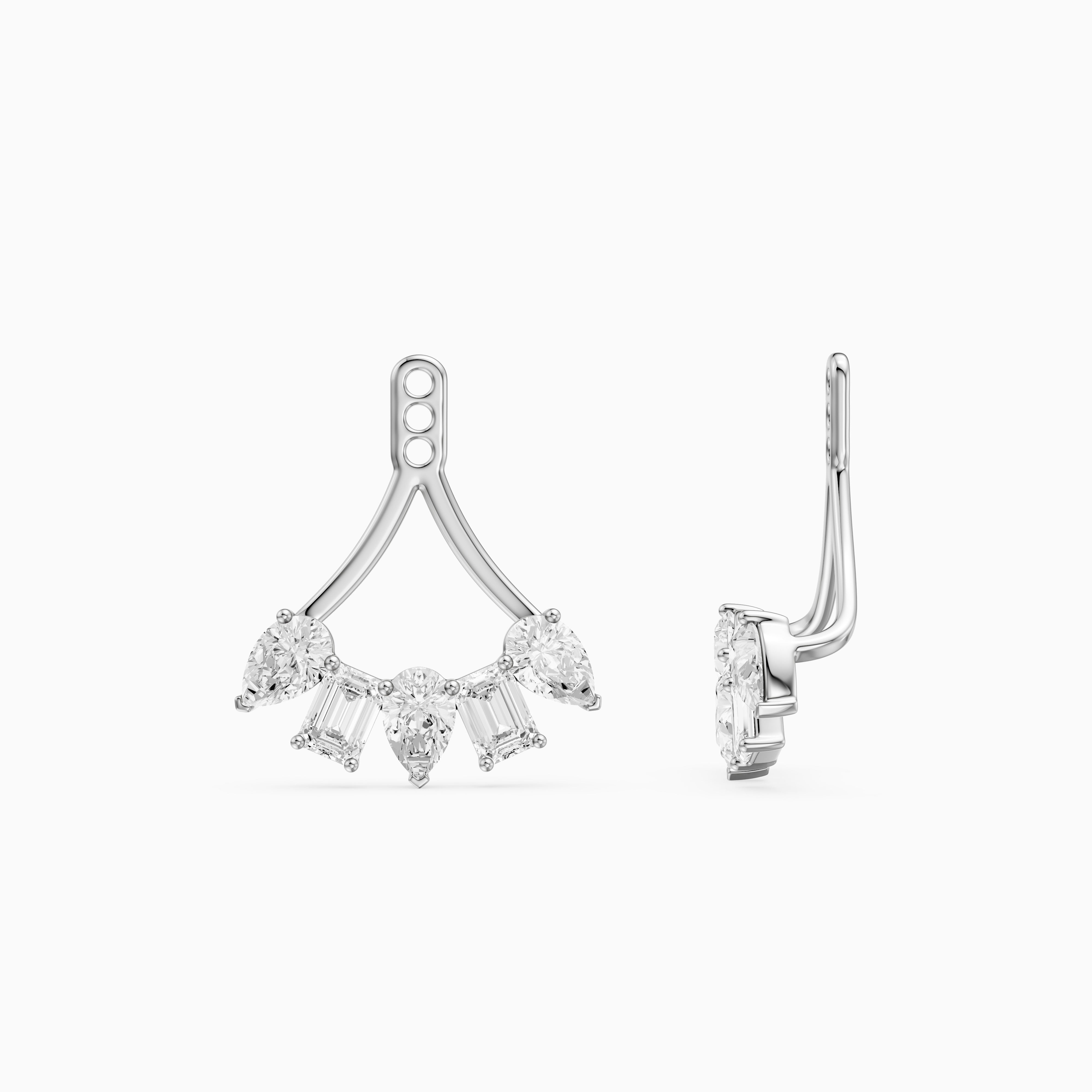 Collins Pear and Emerald Cut Lab Diamond Ear Jacket Cuff Earrings