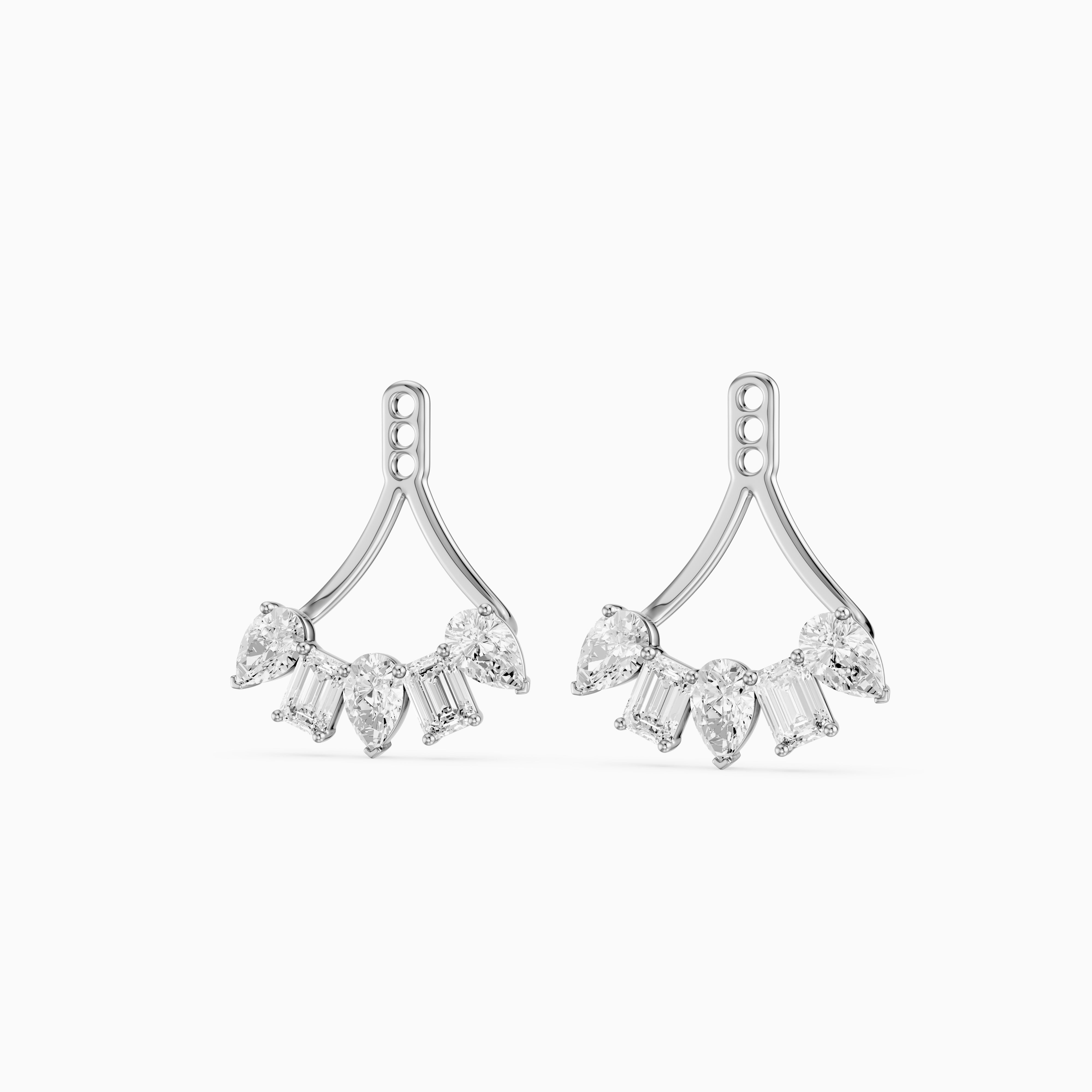 Collins Pear and Emerald Cut Lab Diamond Ear Jacket Cuff Earrings