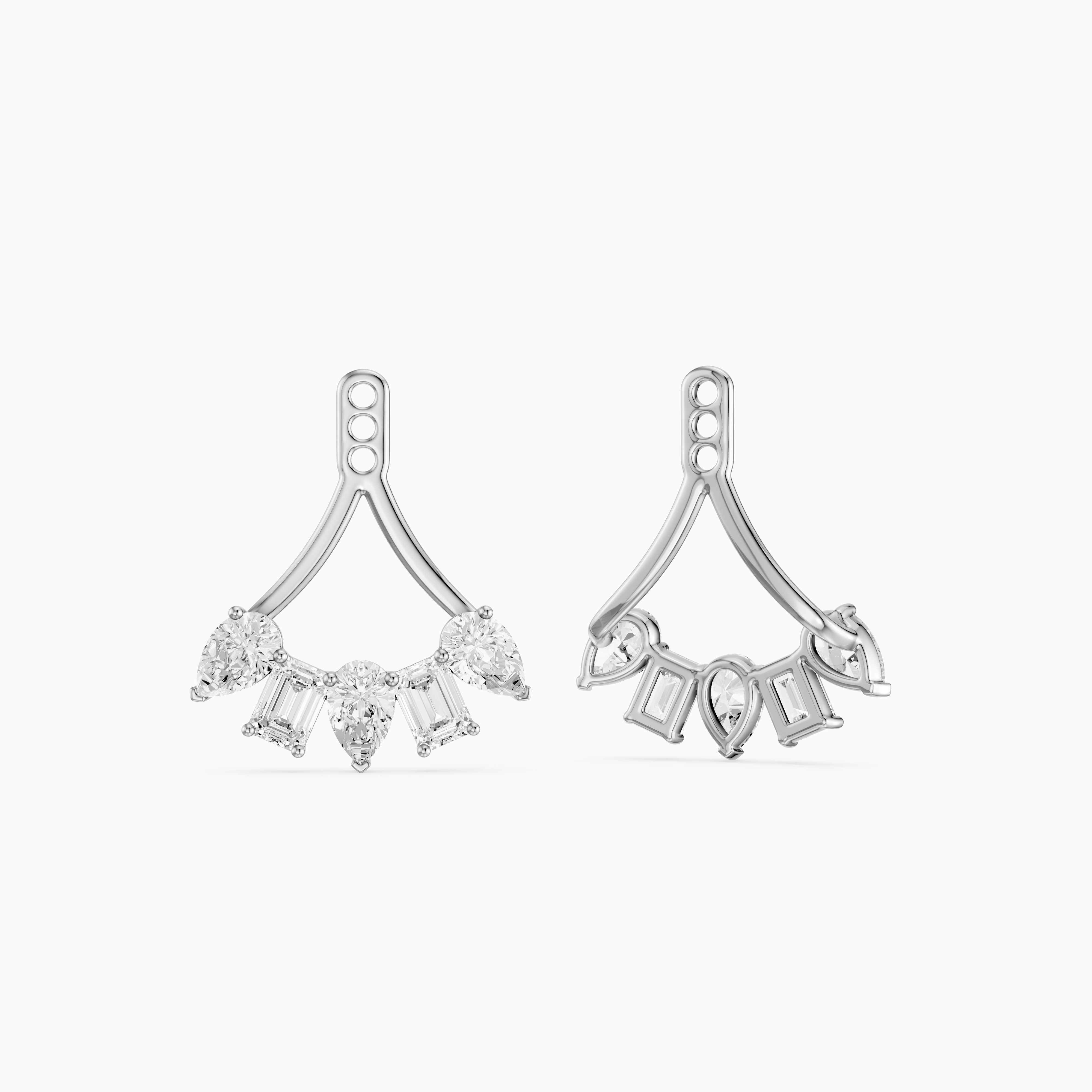 Collins Pear and Emerald Cut Lab Diamond Ear Jacket Cuff Earrings