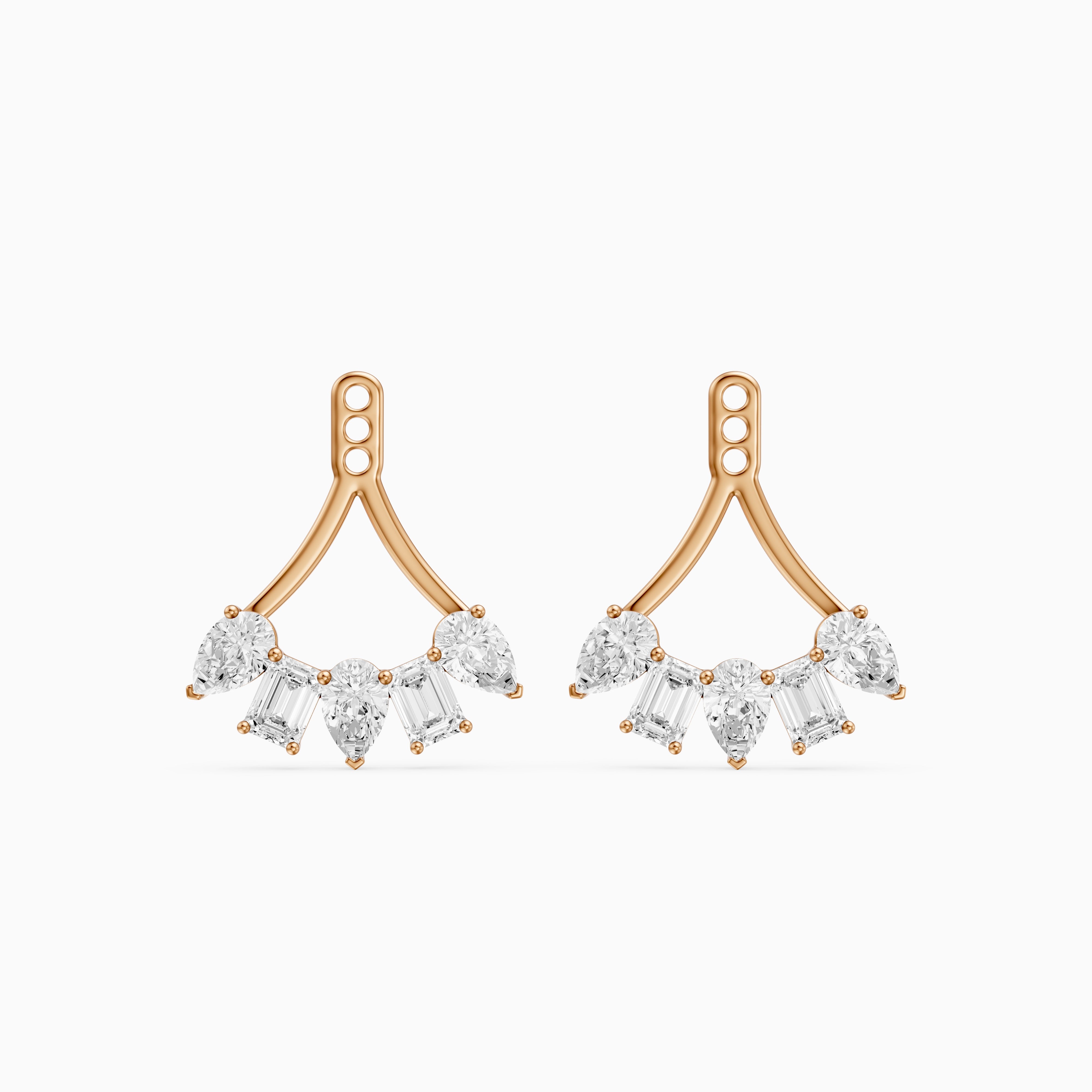 Collins Pear and Emerald Cut Lab Diamond Ear Jacket Cuff Earrings