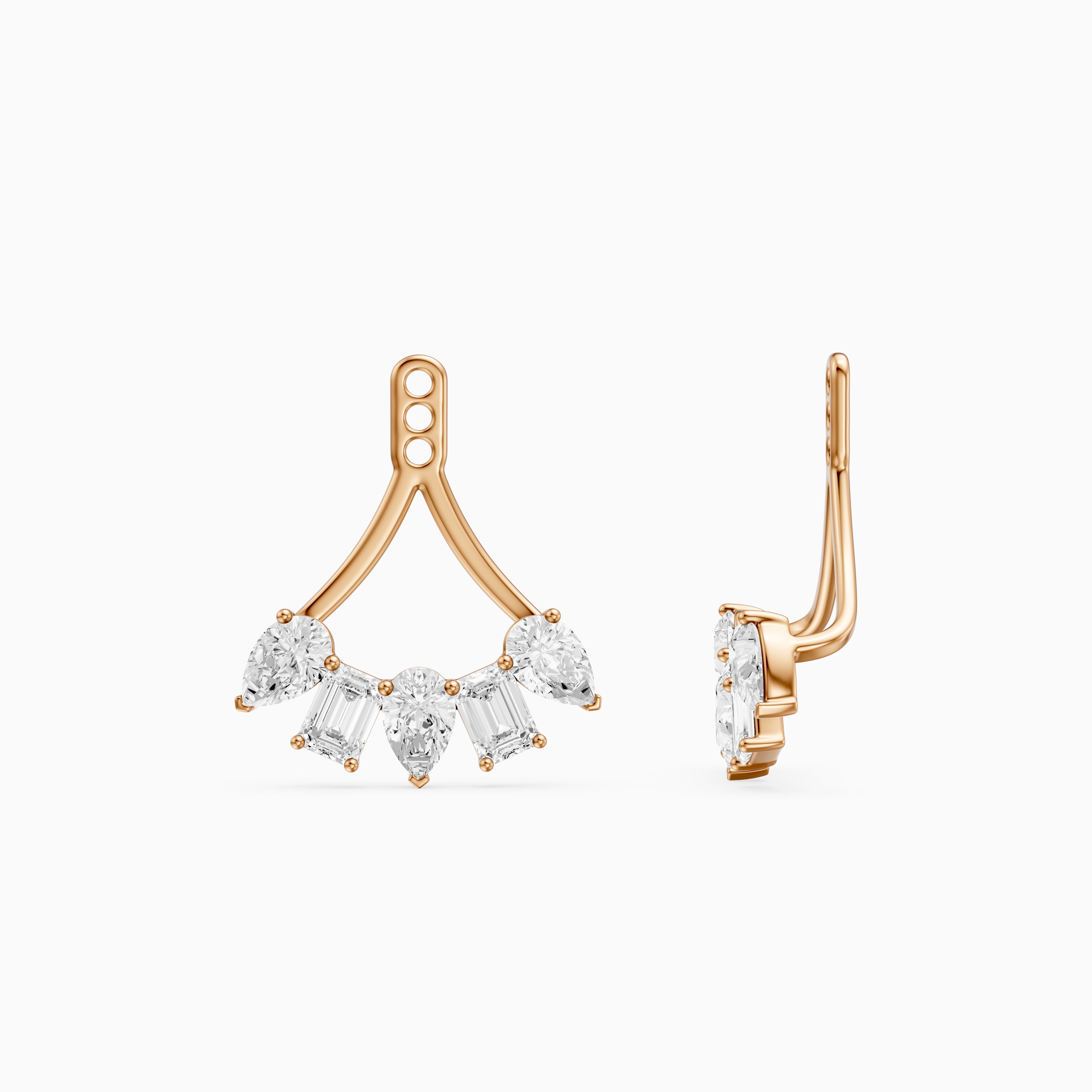 Collins Pear and Emerald Cut Lab Diamond Ear Jacket Cuff Earrings