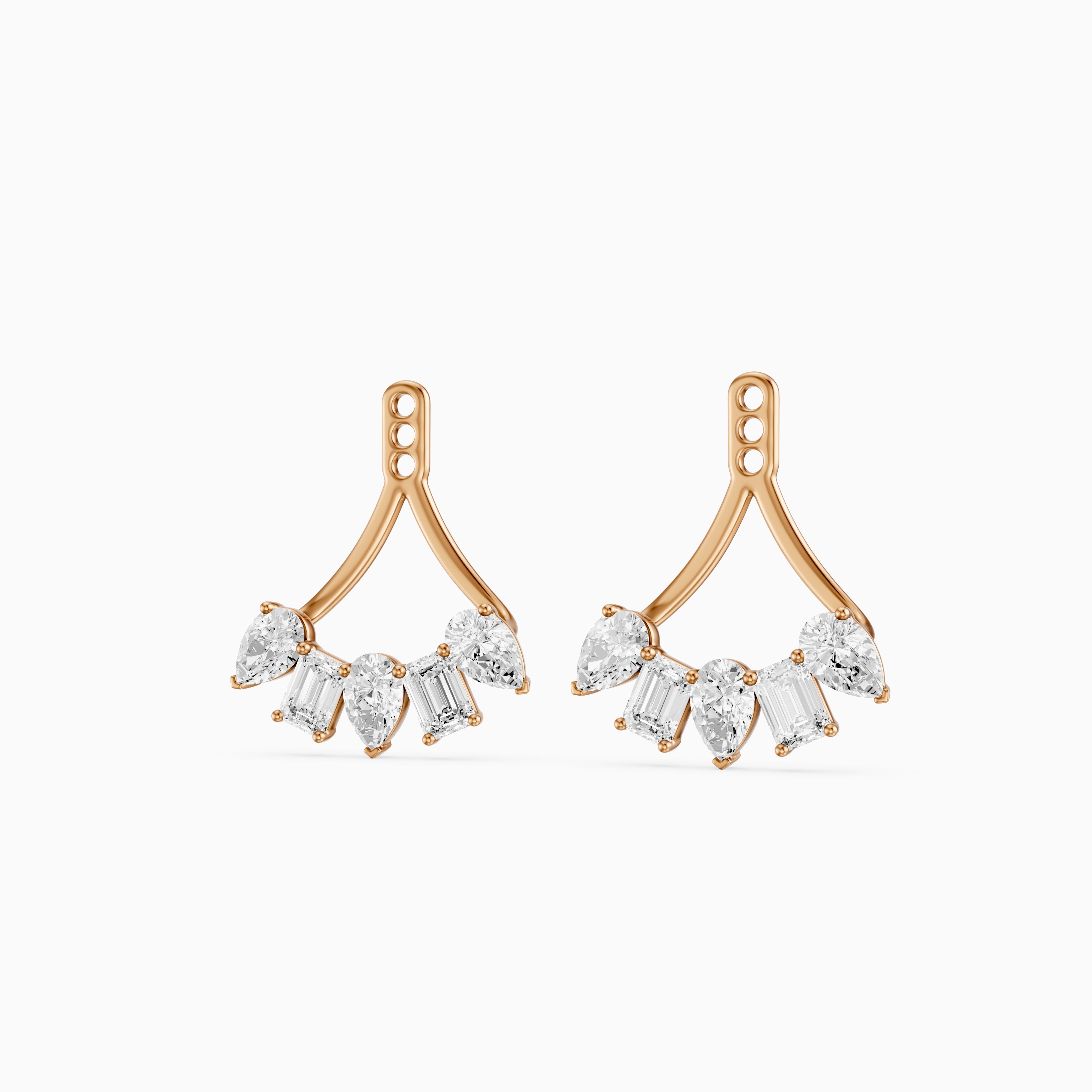 Collins Pear and Emerald Cut Lab Diamond Ear Jacket Cuff Earrings