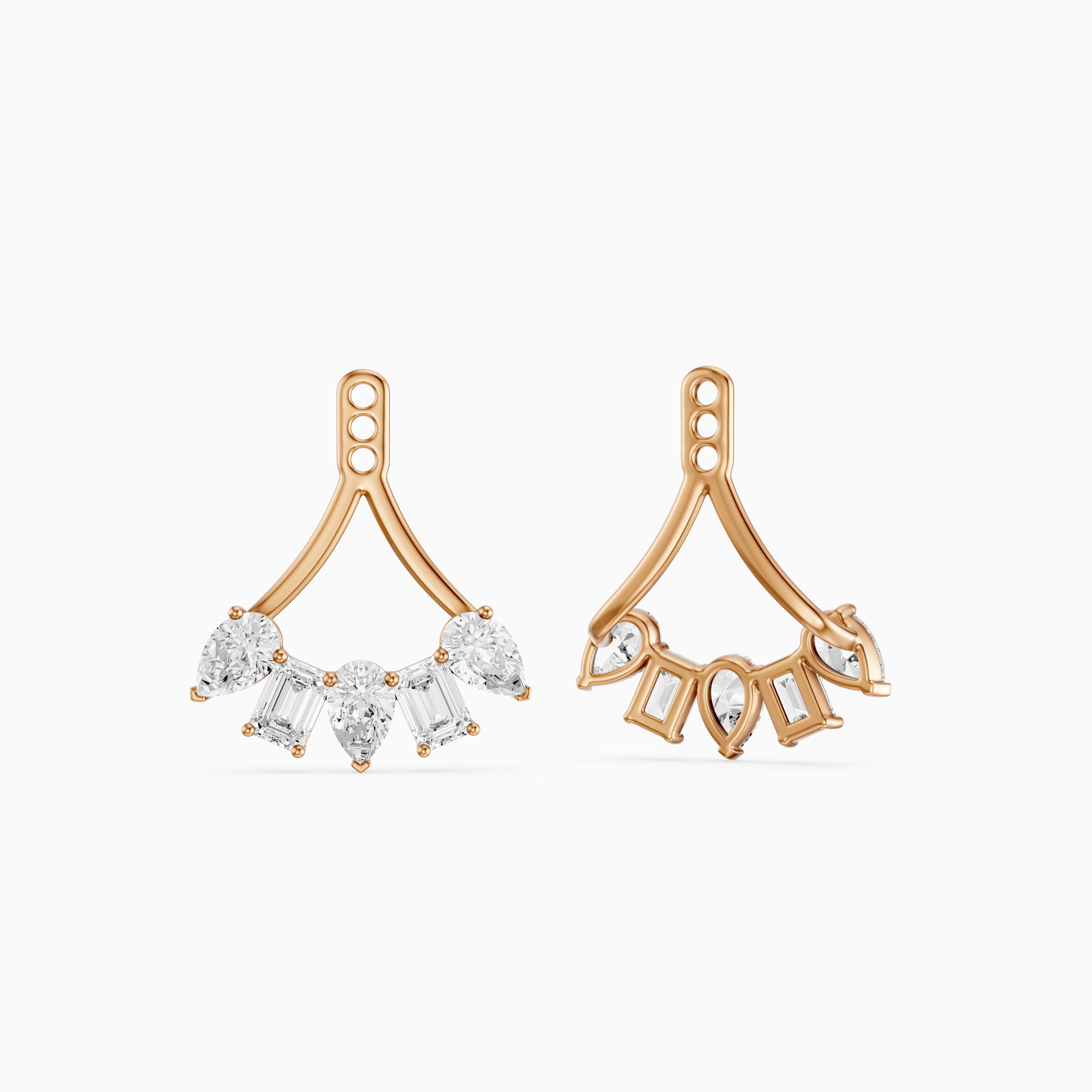 Collins Pear and Emerald Cut Lab Diamond Ear Jacket Cuff Earrings