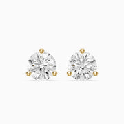 Gaia Round Cut Lab Grown Diamond Three Prong Martini Stud Earrings