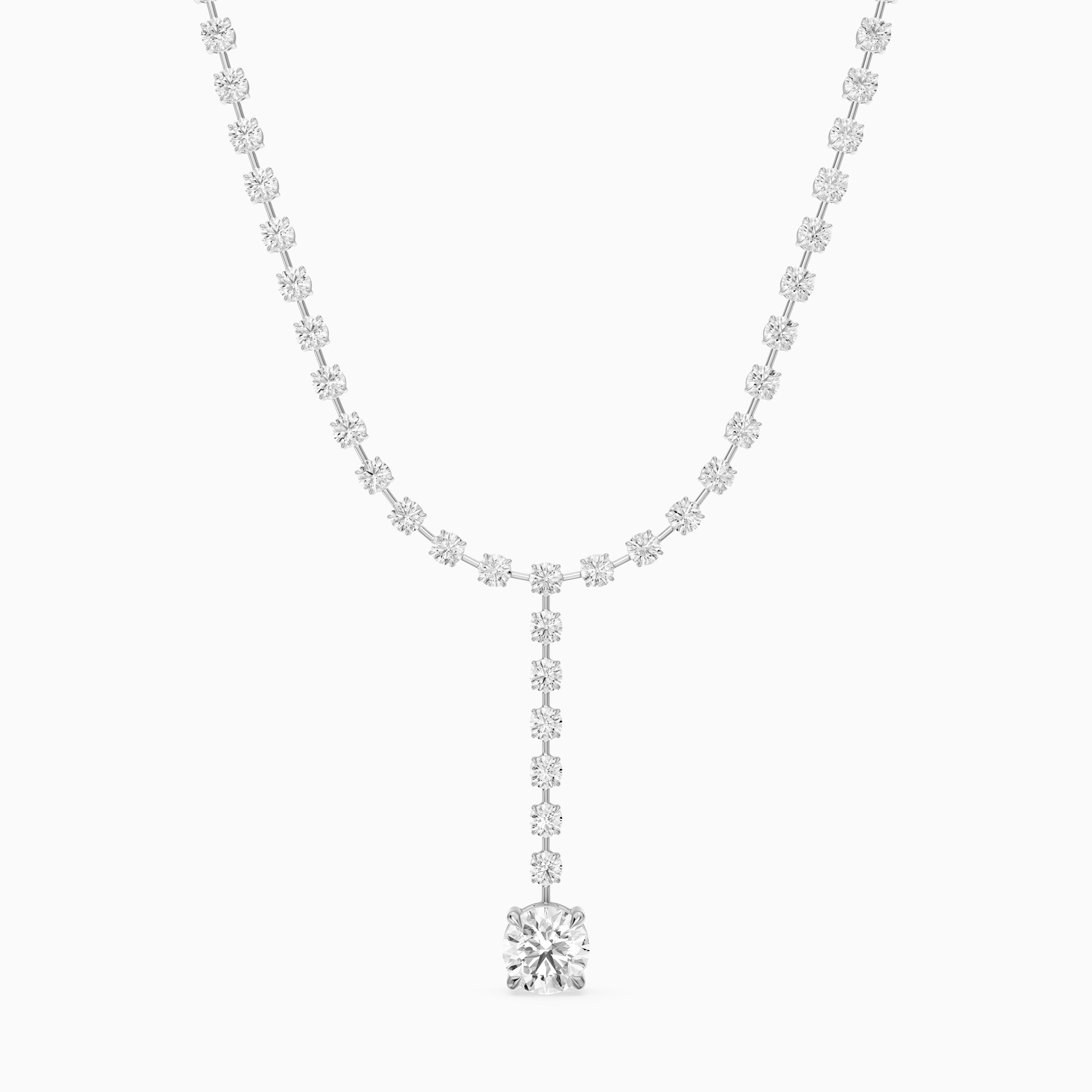 Emilia Round Cut Lab Grown Diamond Linear Drop Tennis Necklace