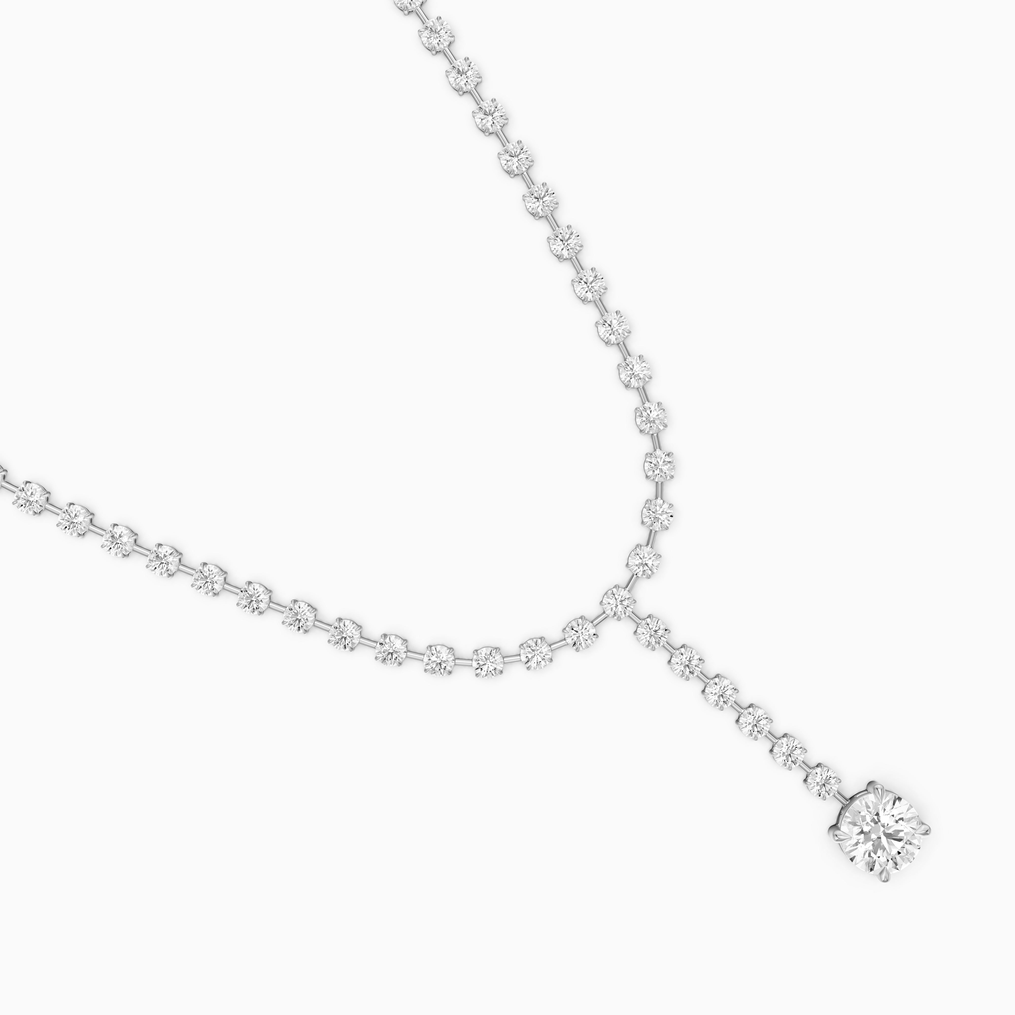 Emilia Round Cut Lab Grown Diamond Linear Drop Tennis Necklace