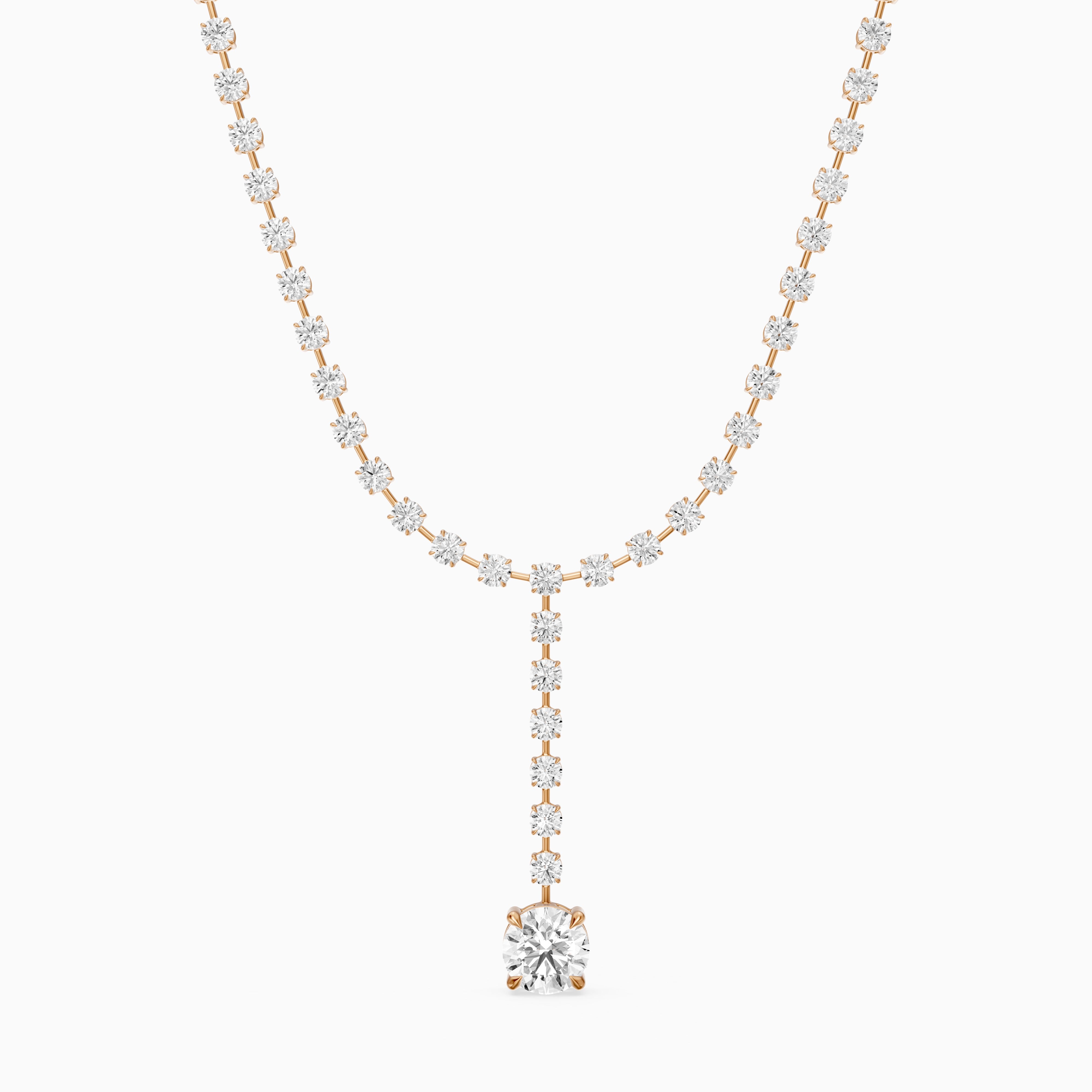 Emilia Round Cut Lab Grown Diamond Linear Drop Tennis Necklace