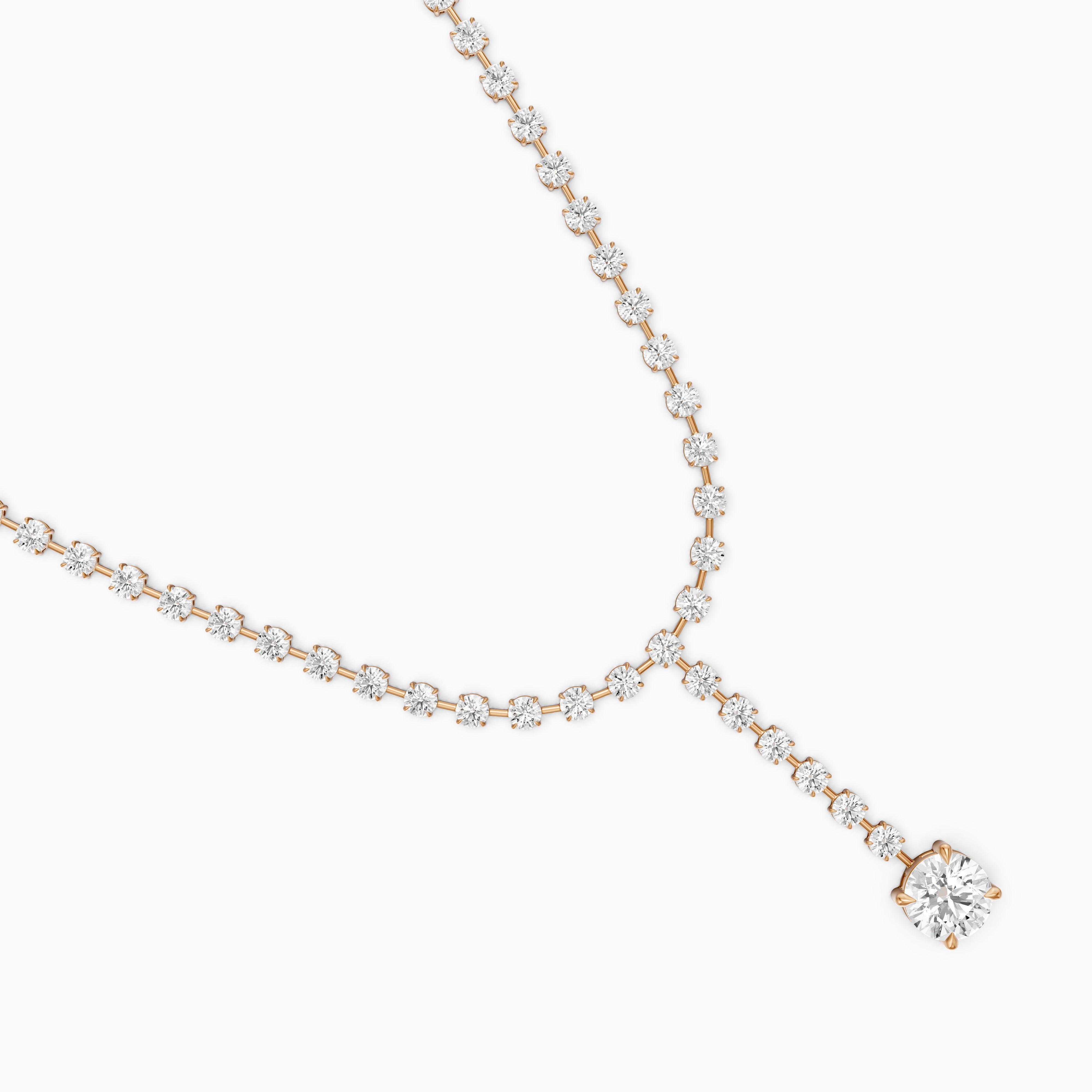 Emilia Round Cut Lab Grown Diamond Linear Drop Tennis Necklace