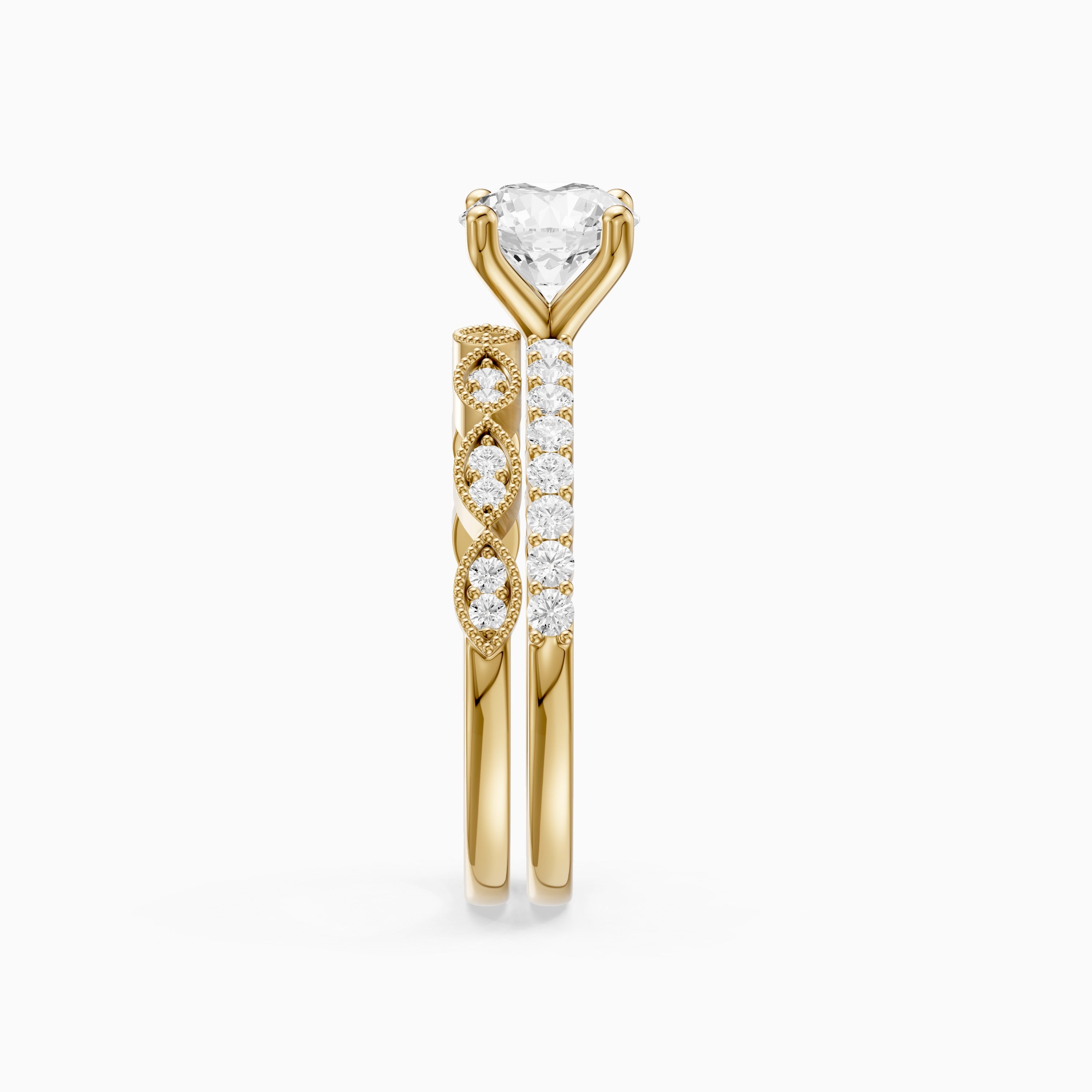 Graziela Round Cut Lab Grown Diamond Vintage Bridal Set