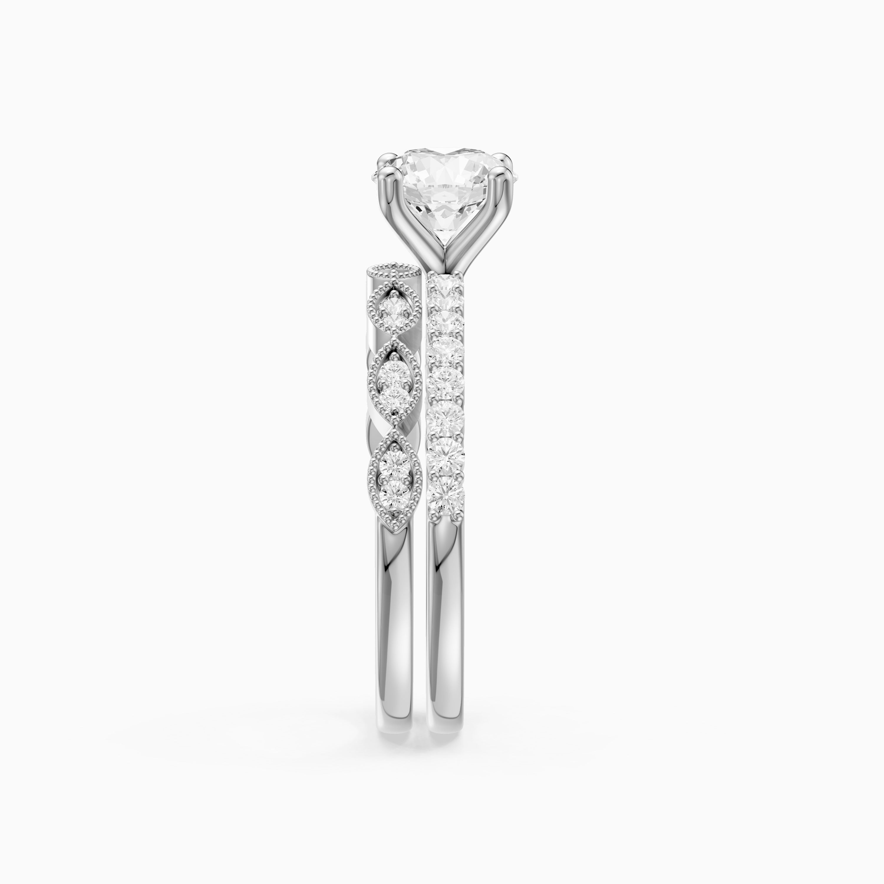 Graziela Round Cut Lab Grown Diamond Vintage Bridal Set