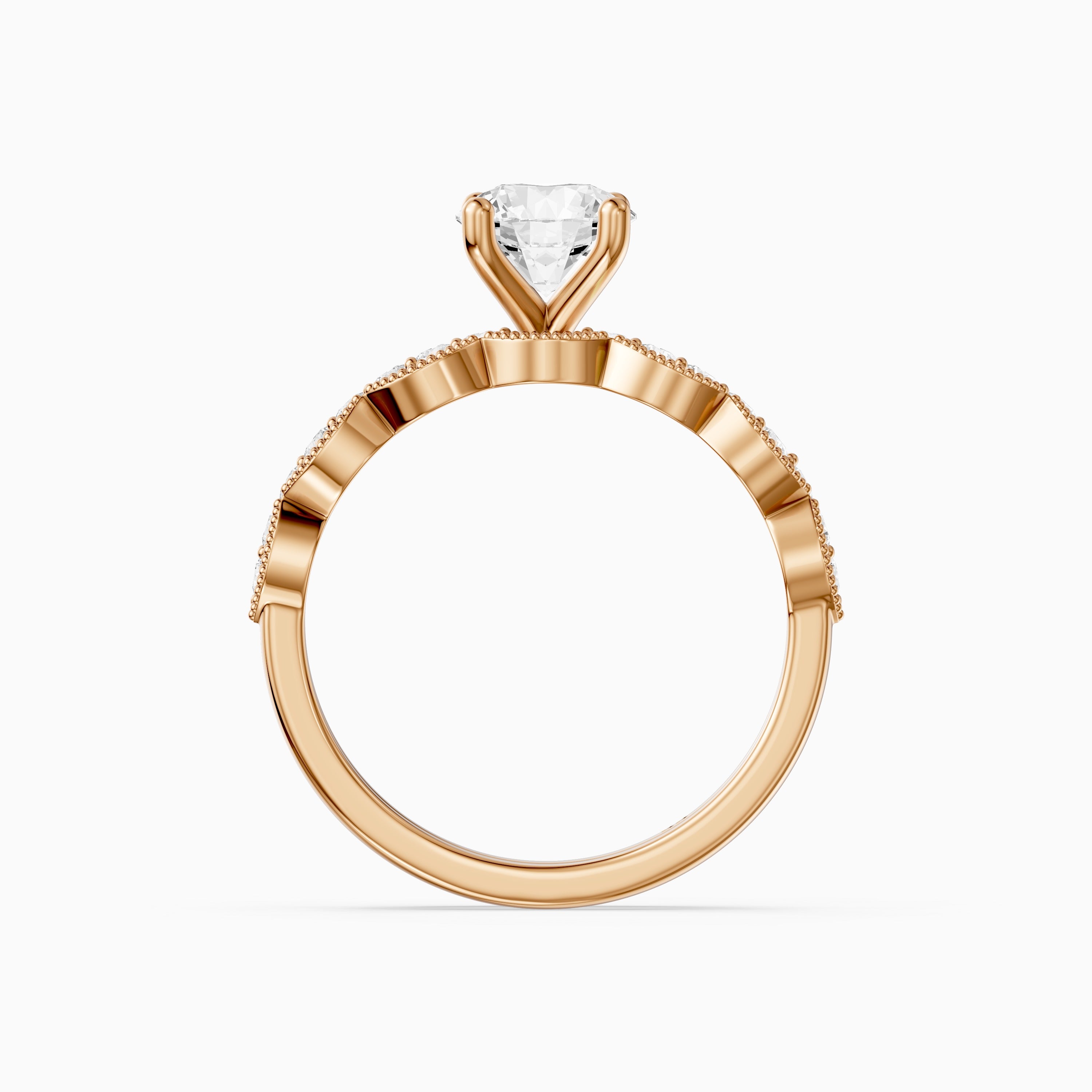 Graziela Round Cut Lab Grown Diamond Vintage Bridal Set