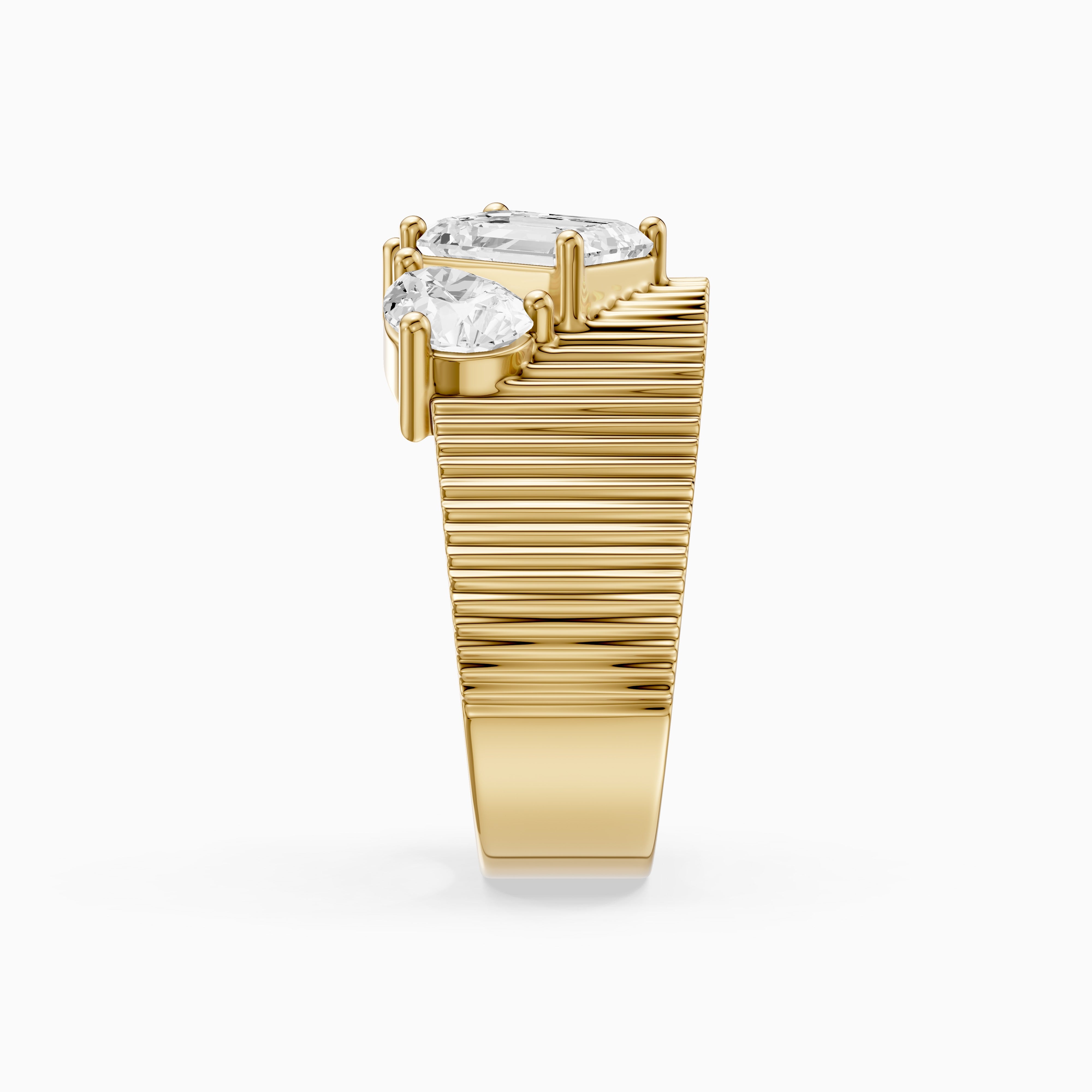 Berkley Emerald Cut Lab Diamond Mixed Shape Cluster Ribbed Cigar Band