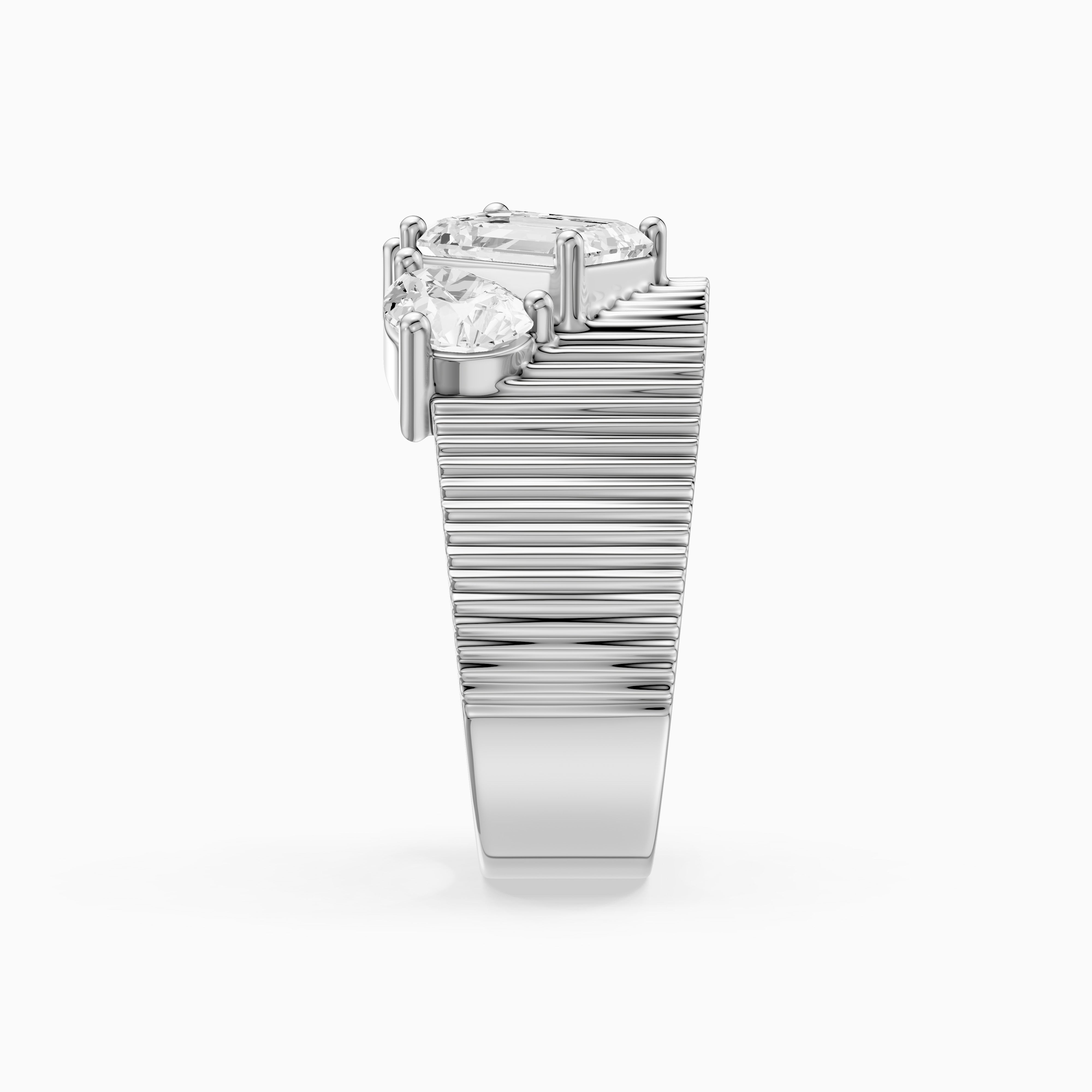 Berkley Emerald Cut Lab Diamond Mixed Shape Cluster Ribbed Cigar Band