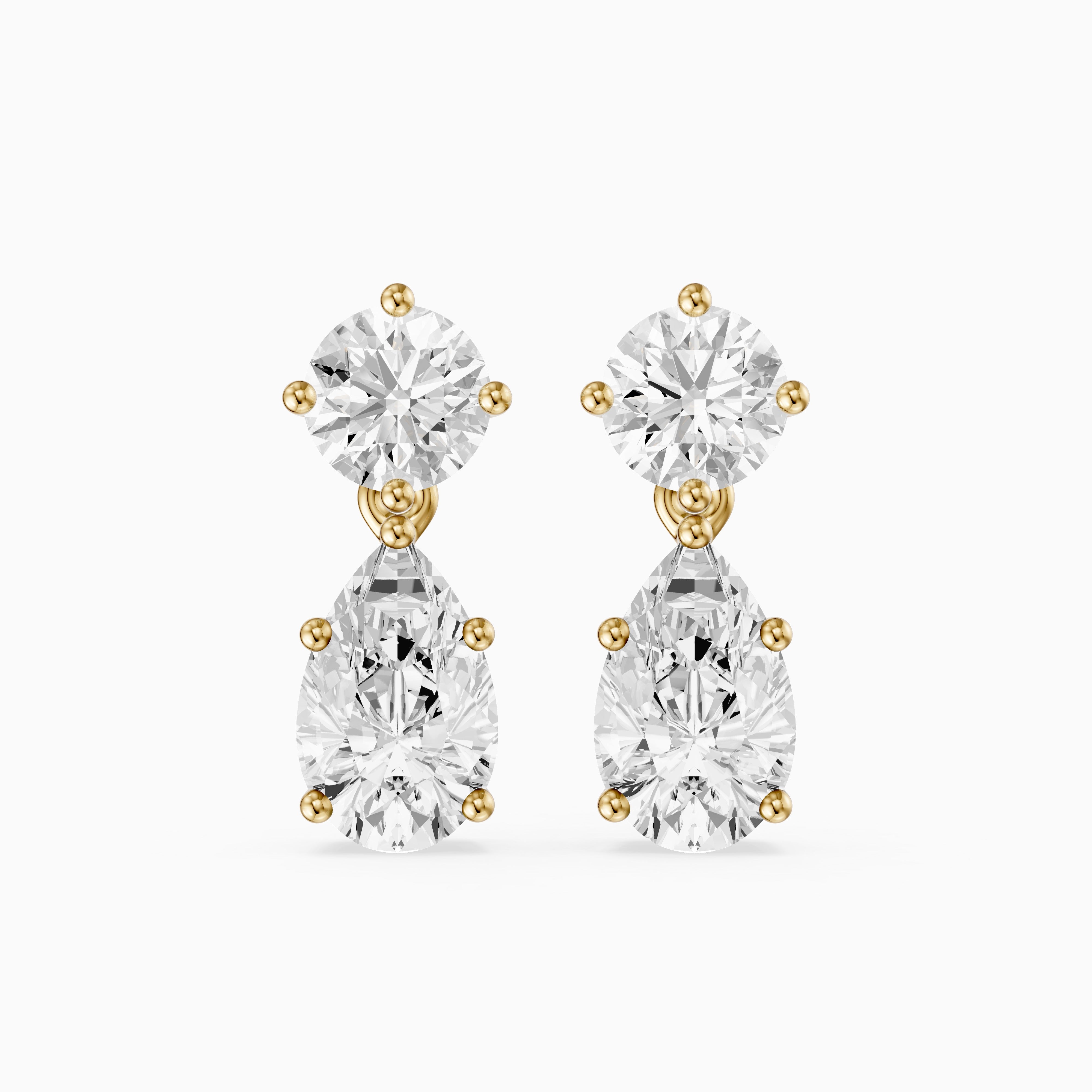 Edith Round and Pear Shape Lab grown Diamond Drop Earrings