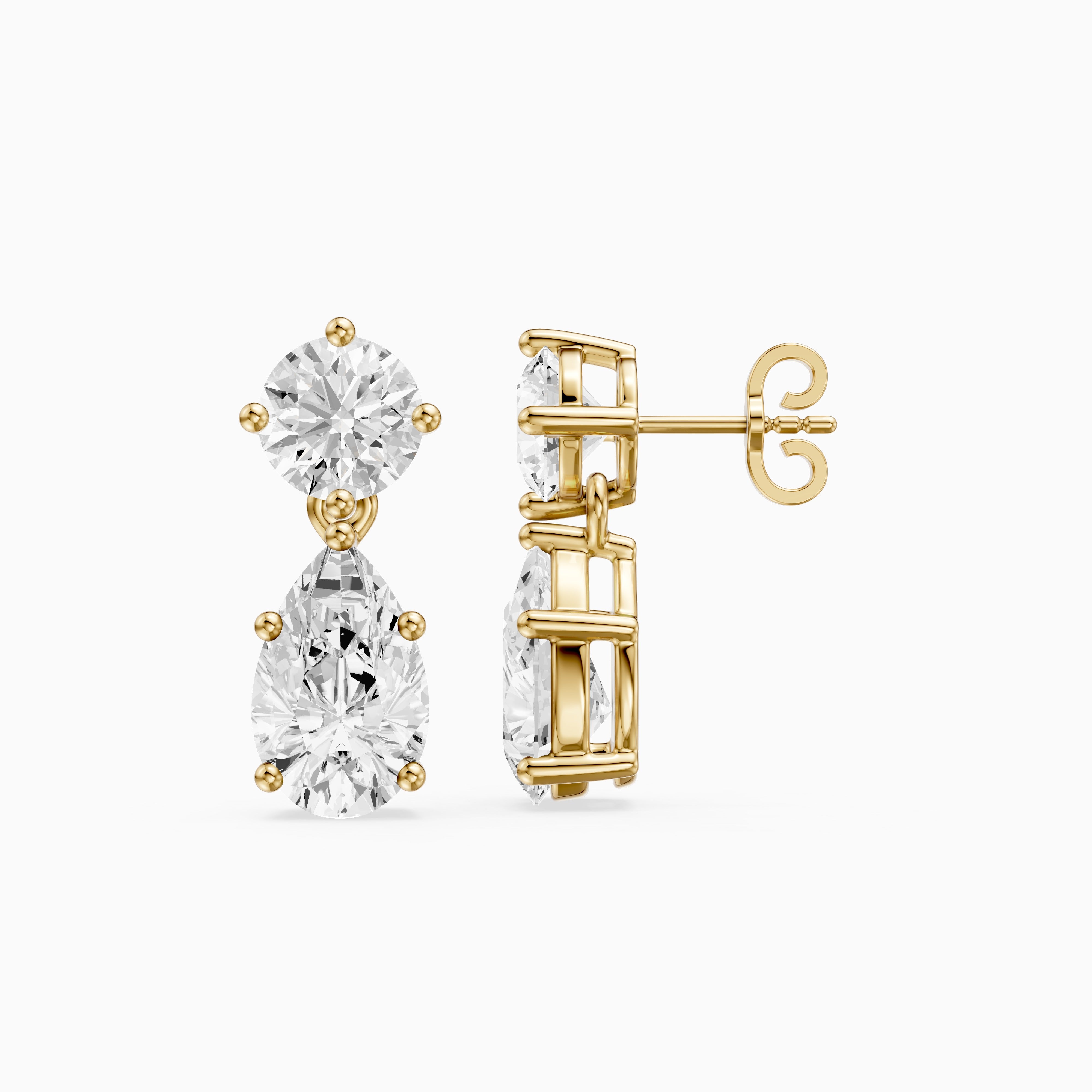 Edith Round and Pear Shape Lab grown Diamond Drop Earrings