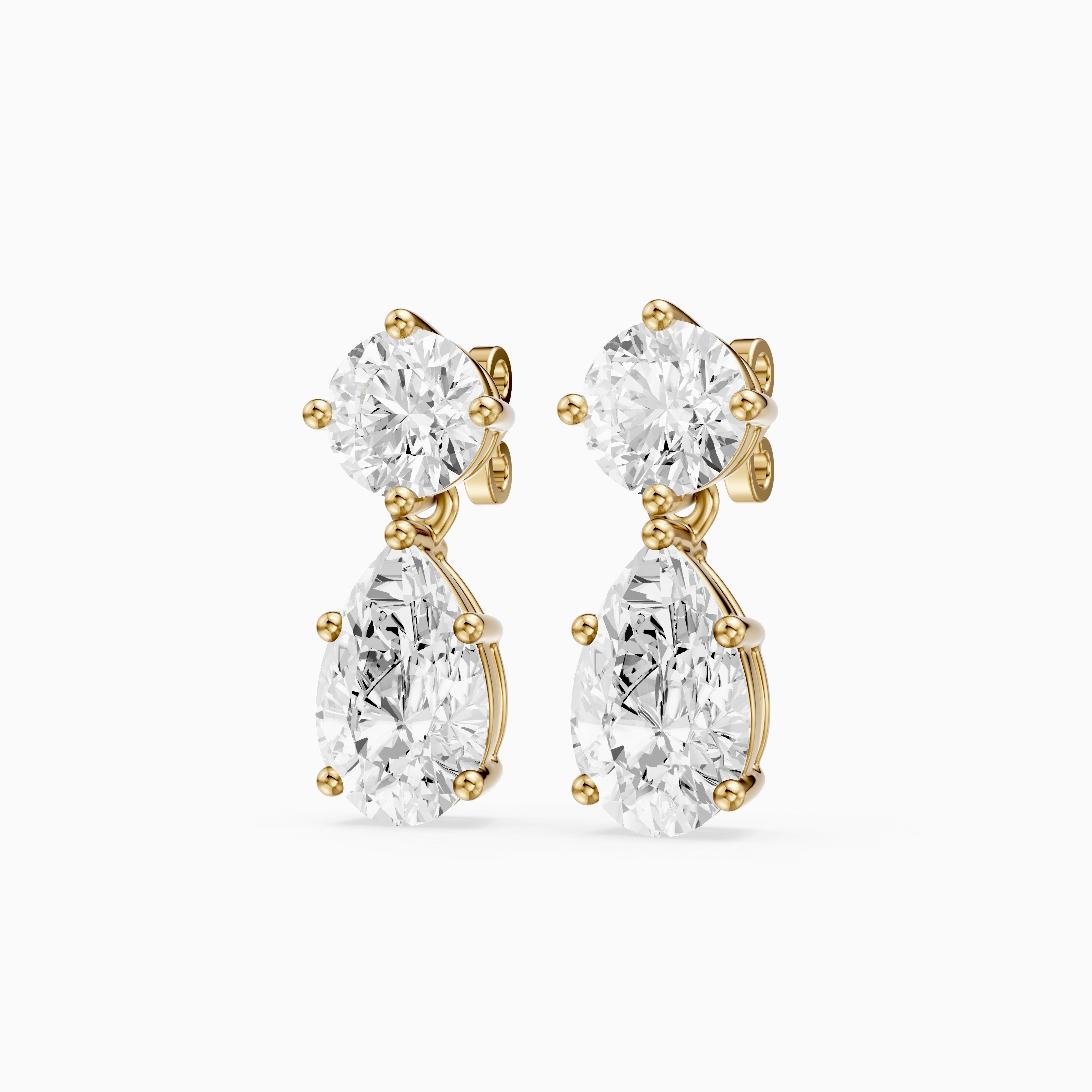 Edith Round and Pear Shape Lab grown Diamond Drop Earrings