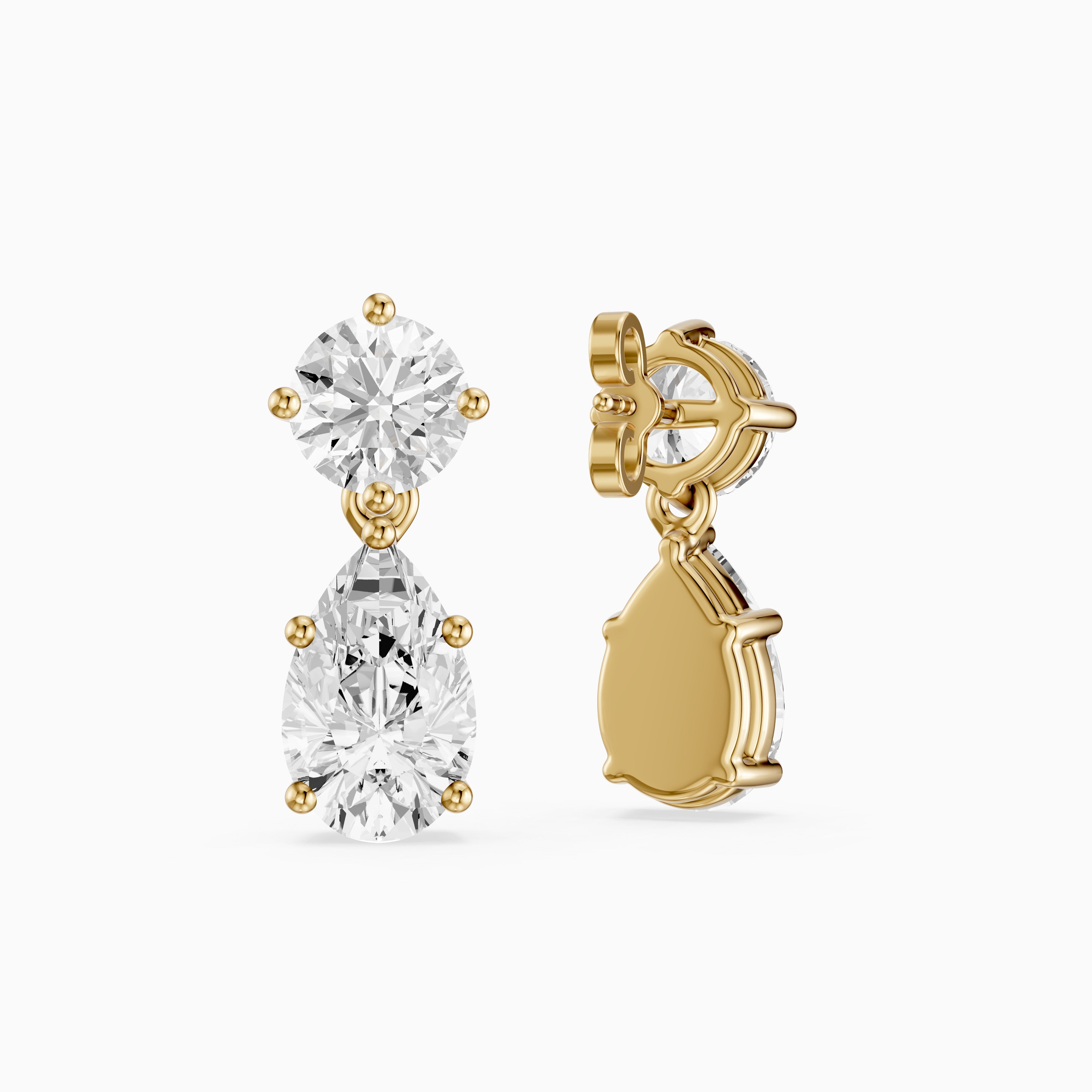 Edith Round and Pear Shape Lab grown Diamond Drop Earrings
