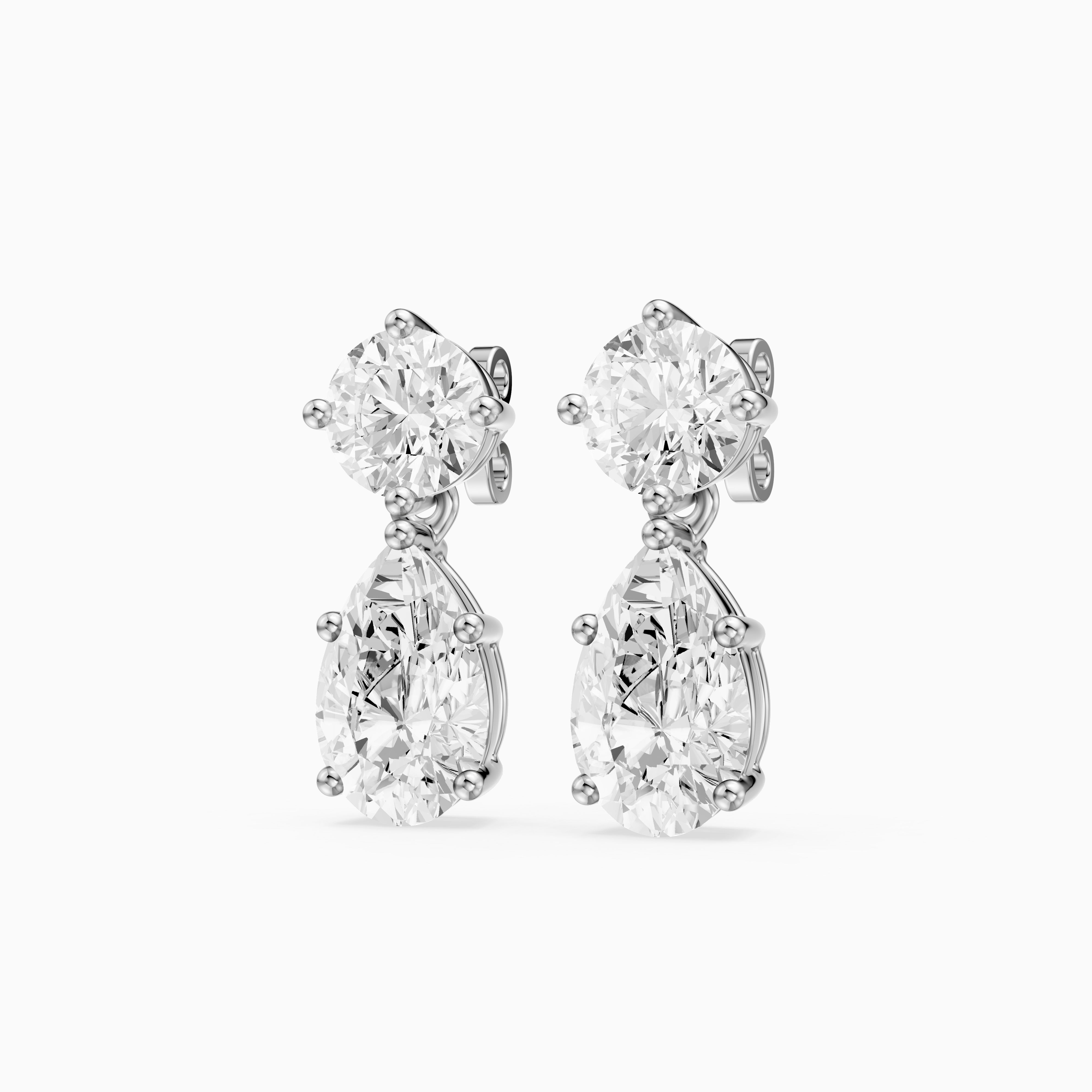 Edith Round and Pear Shape Lab grown Diamond Drop Earrings