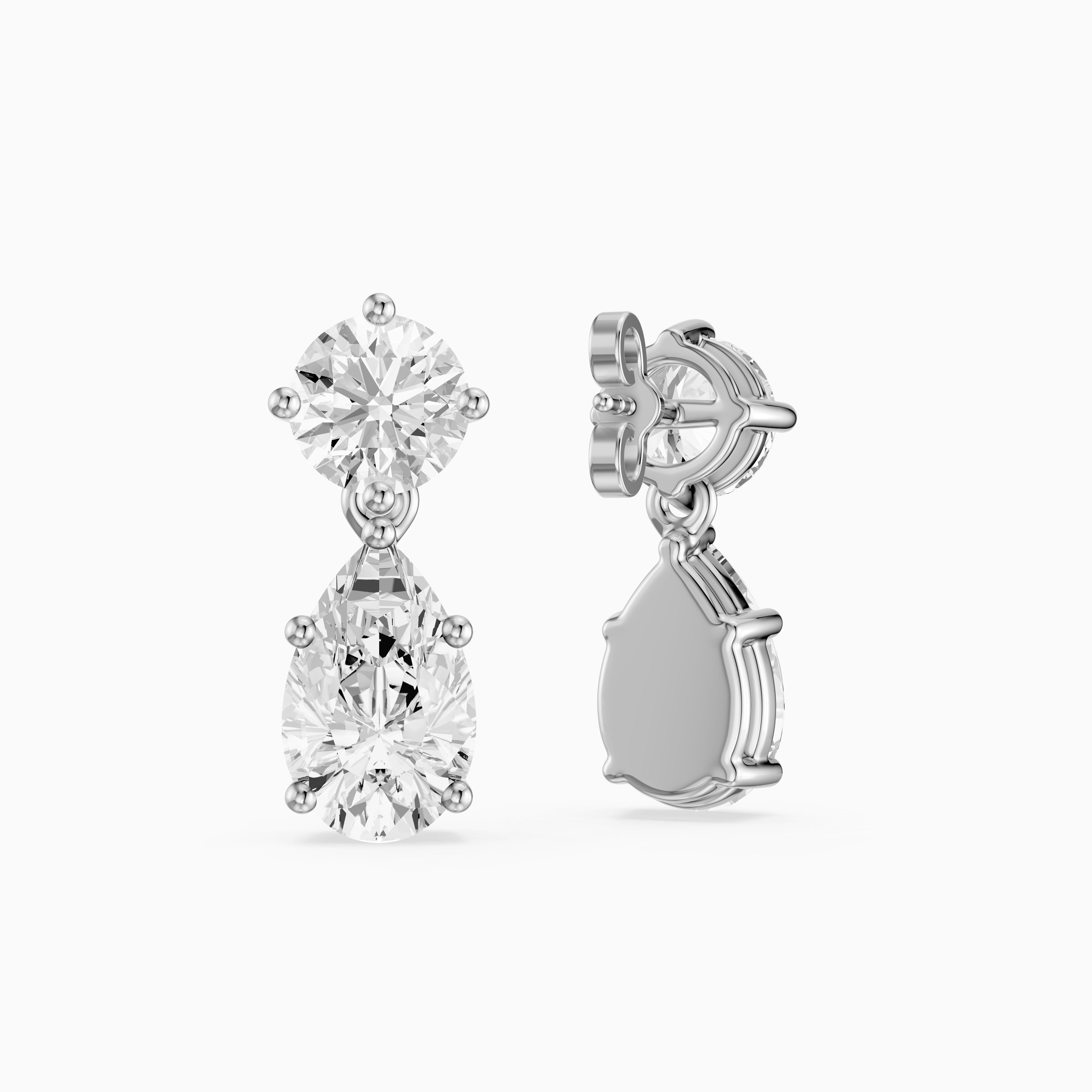 Edith Round and Pear Shape Lab grown Diamond Drop Earrings