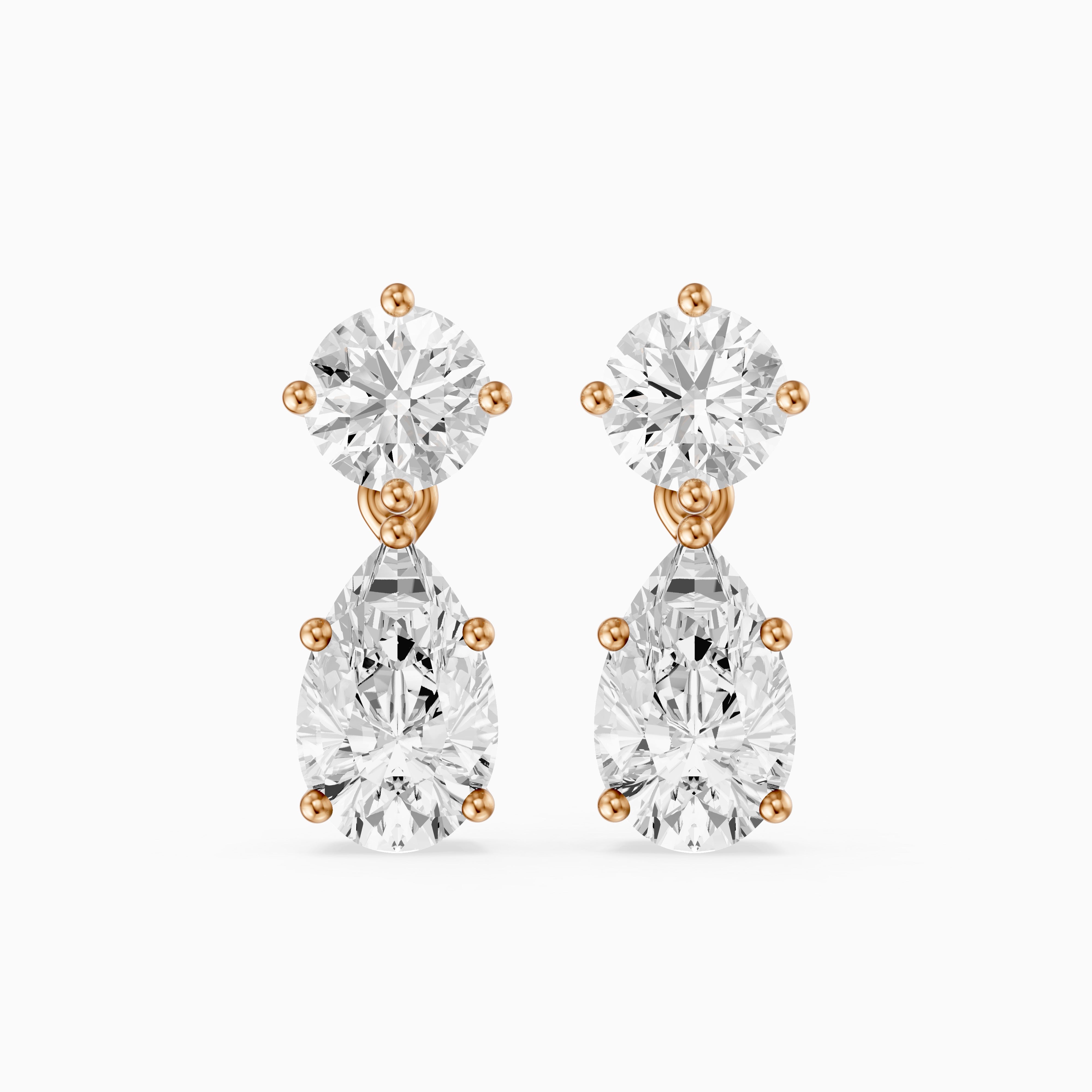 Edith Round and Pear Shape Lab grown Diamond Drop Earrings